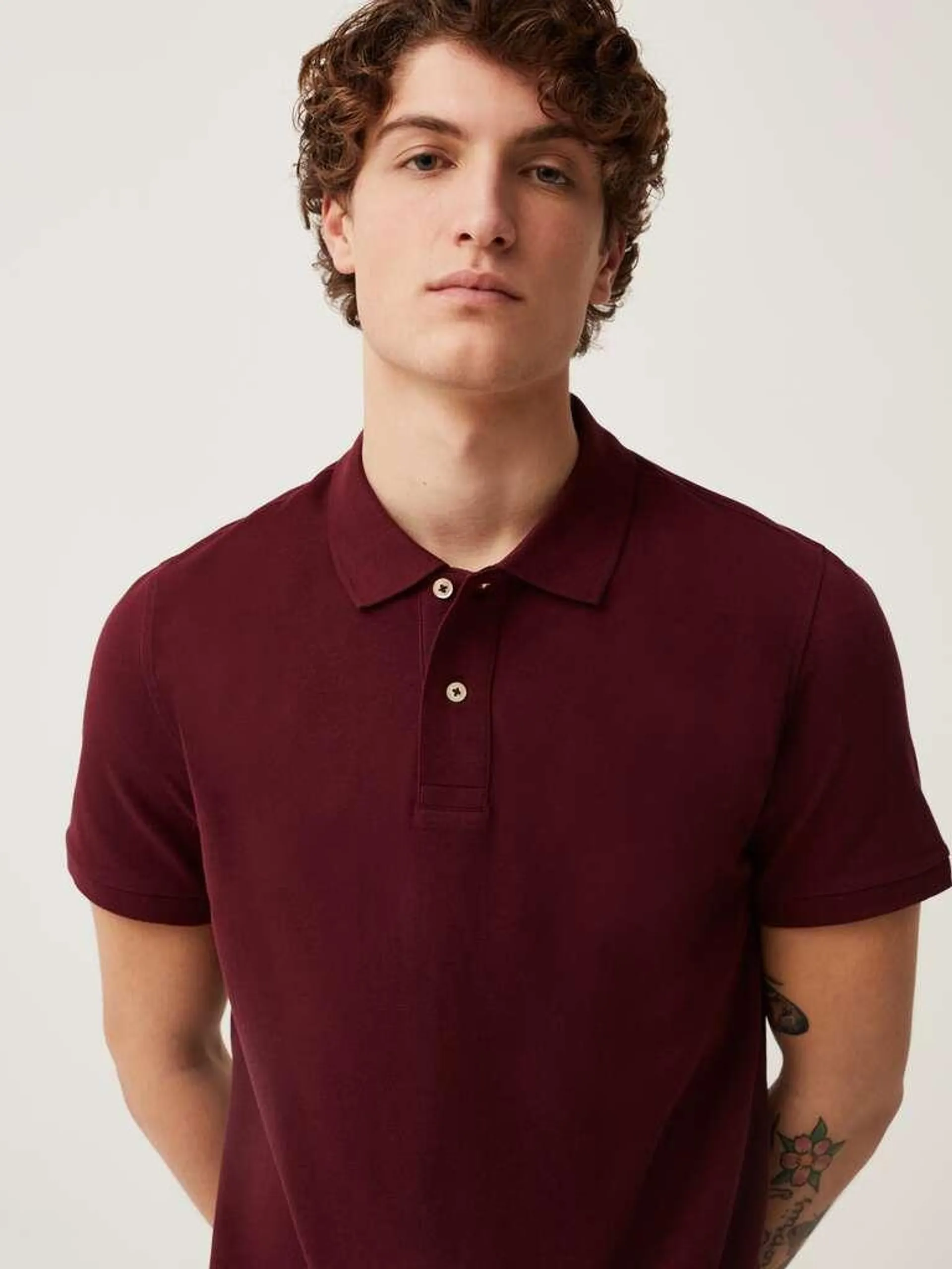 Polo in piquet di cotone bio Bordeaux