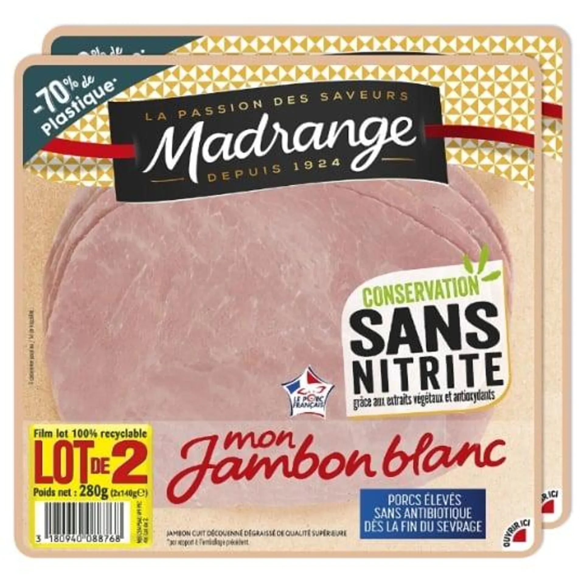 Jambon conservation sans nitrite sans couenne MADRANGE