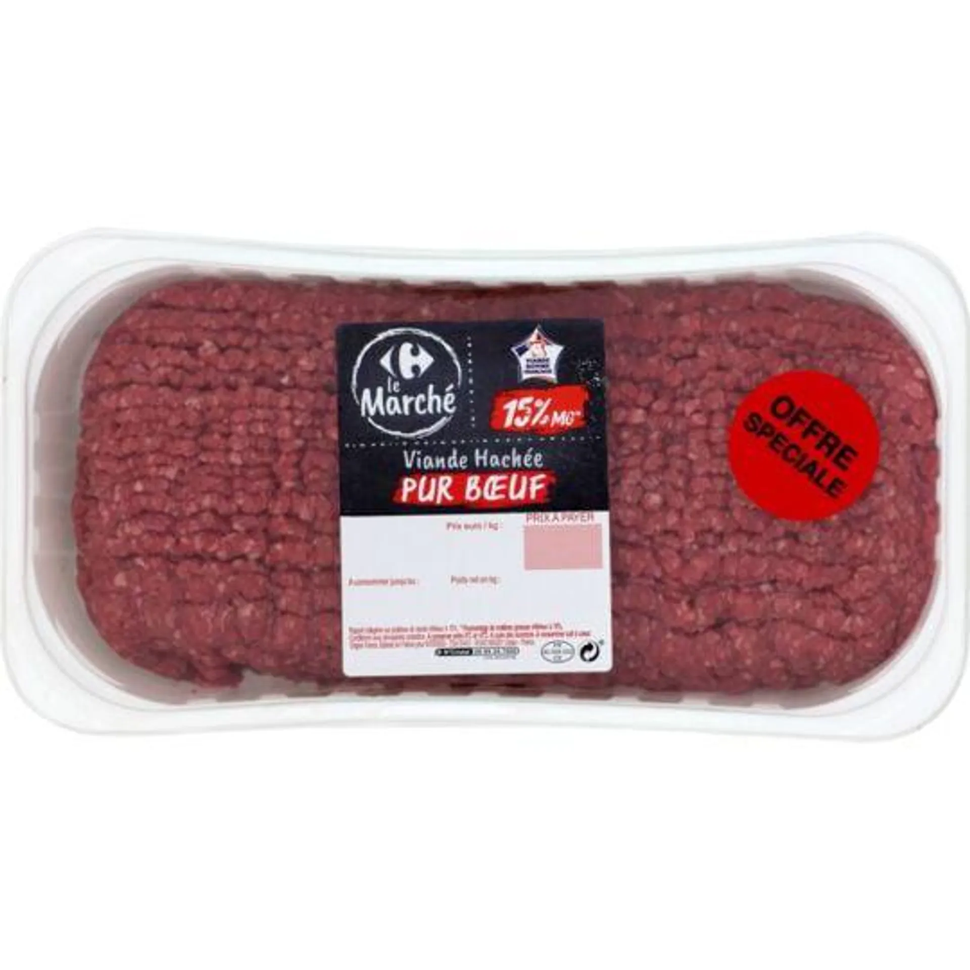 Viande hachée pur bœuf 15% MG CARREFOUR LE MARCHE