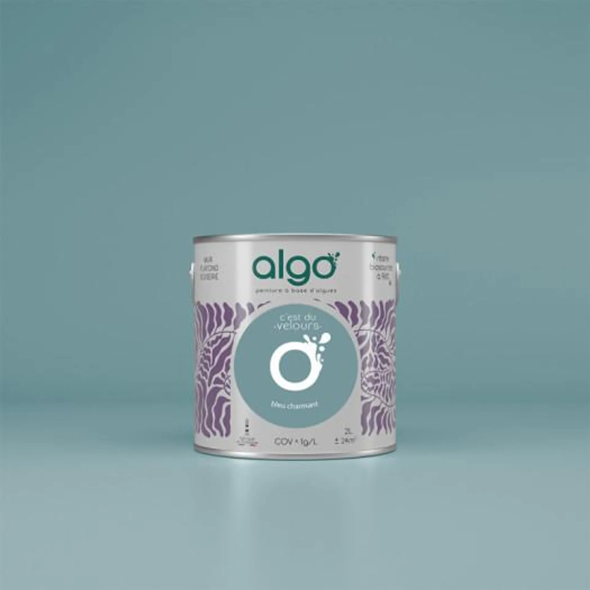 Peinture Algo bio sourcée multi-supports murs, plafonds et boiseries bleu charmant velours 2L