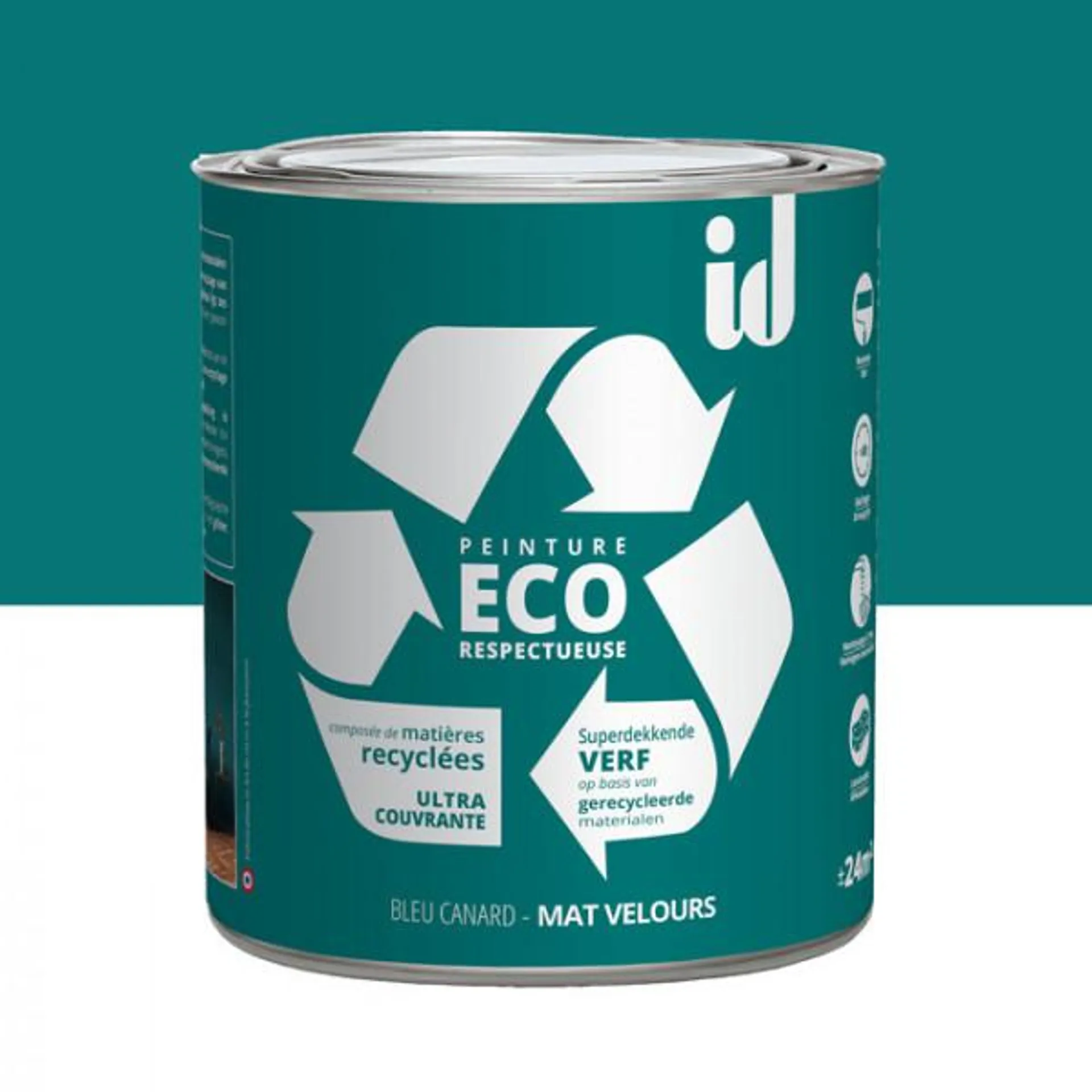 Peinture Eco responsable à base de matières recyclées bleu canard mat-velours 2L