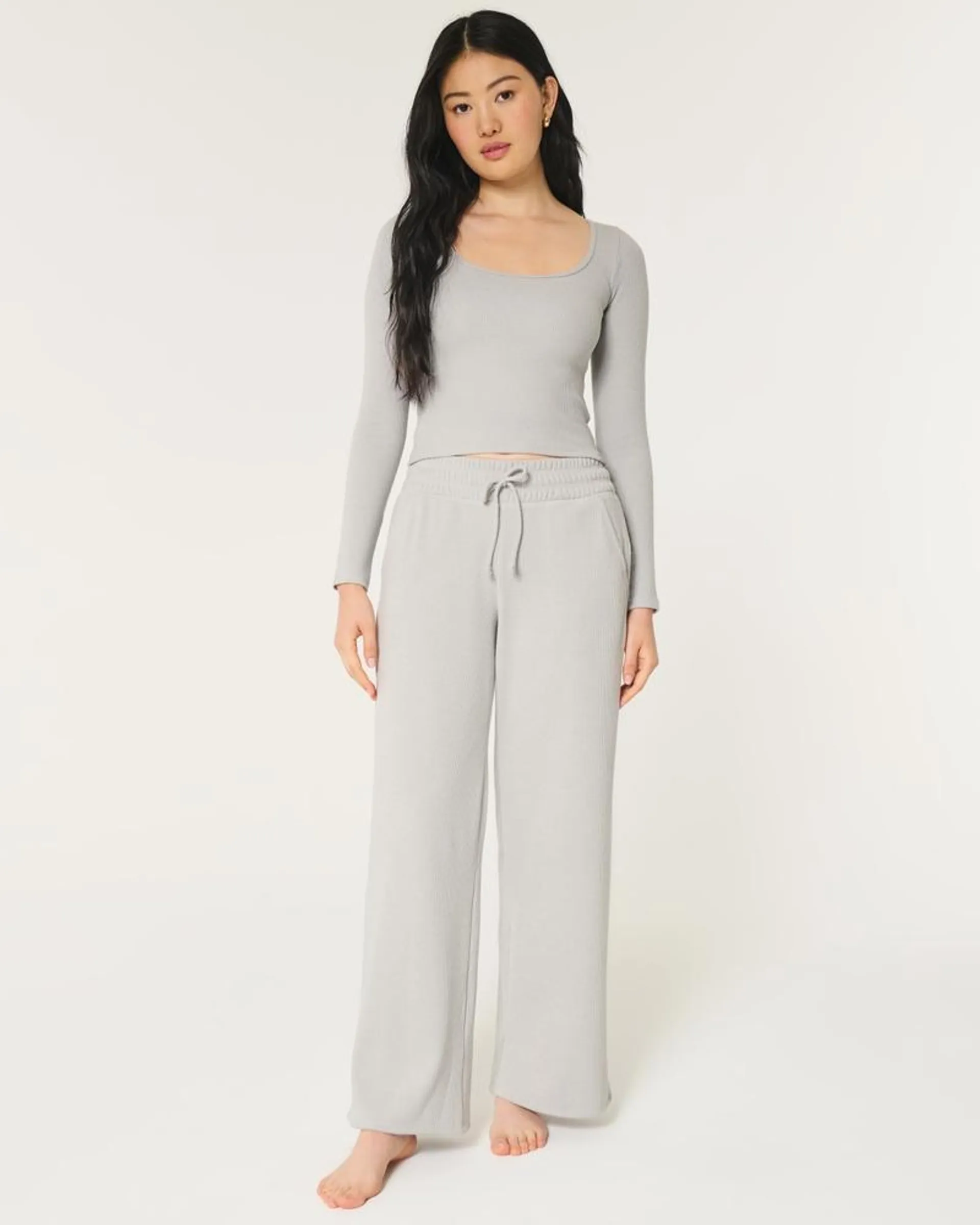 Gilly Hicks Waffle Wide-Leg Pants