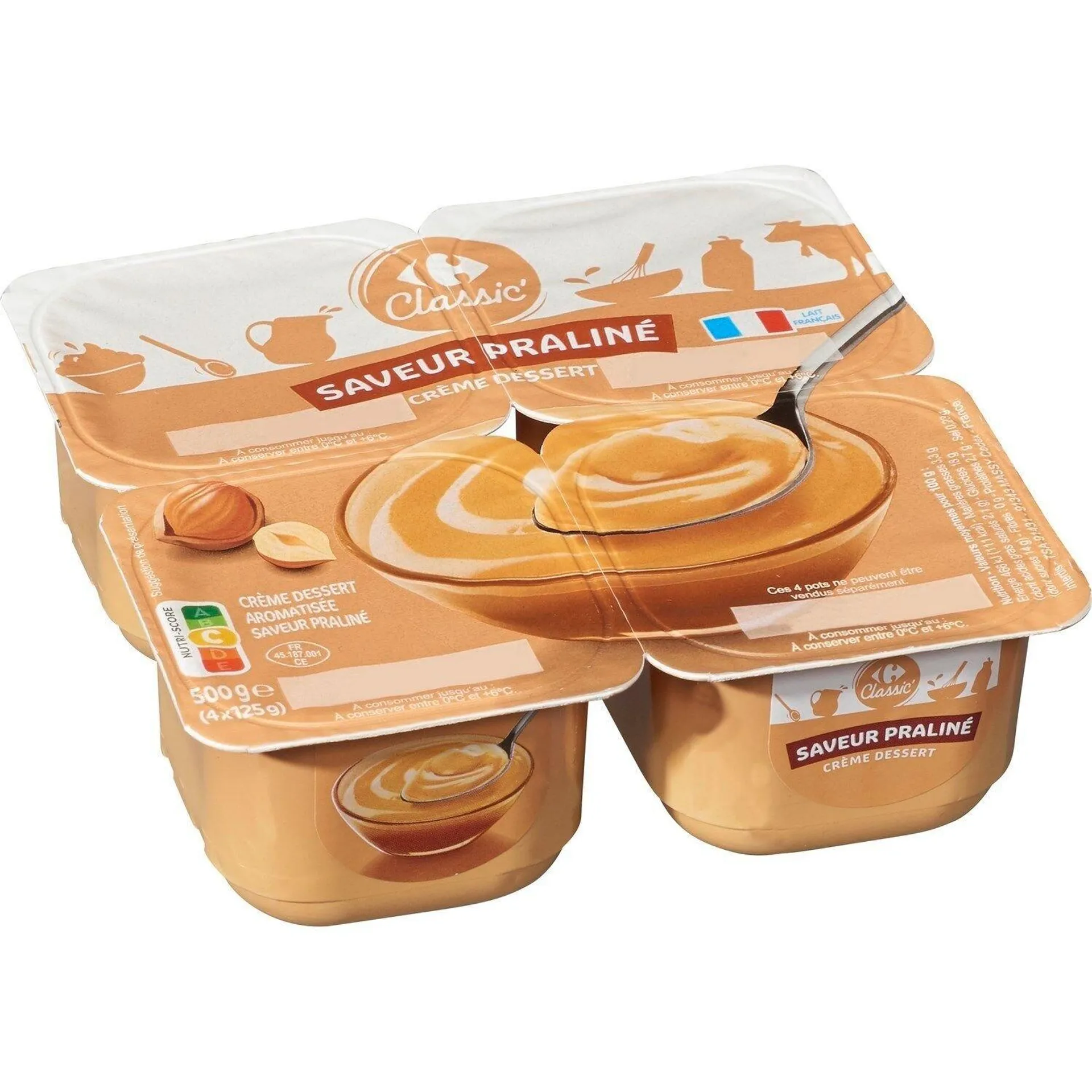 Crème dessert saveur praliné CARREFOUR