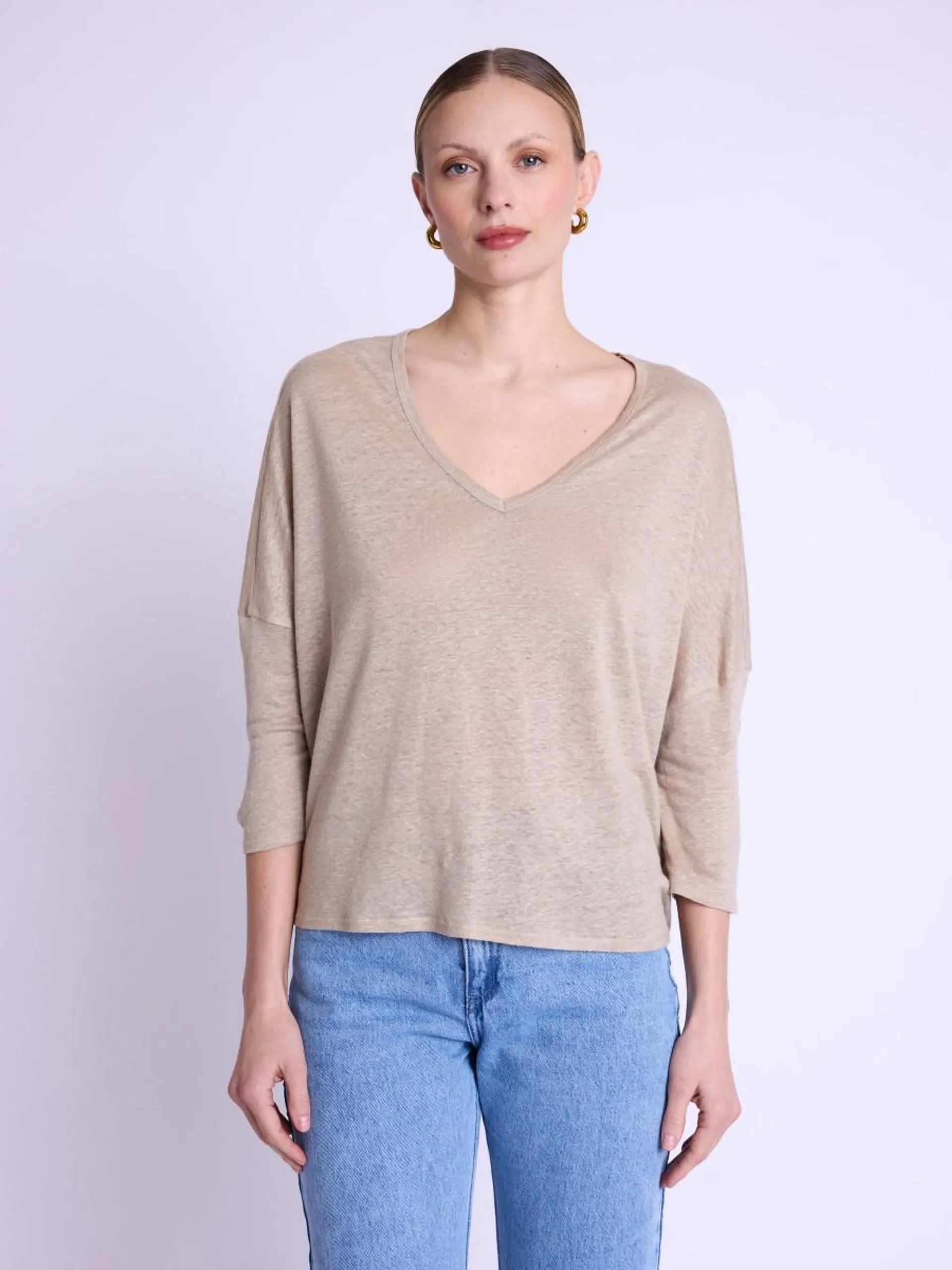 EVAELLE | T-shirt en lin beige