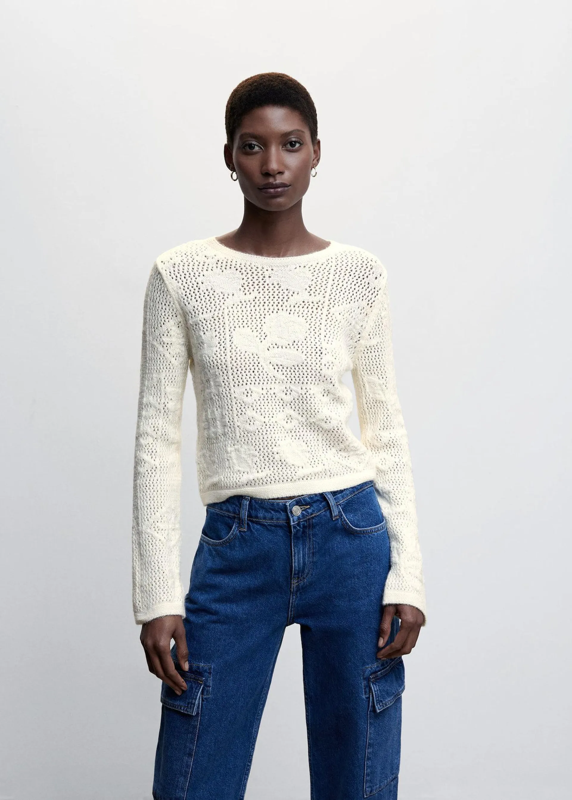 Pull-over maille fleurs