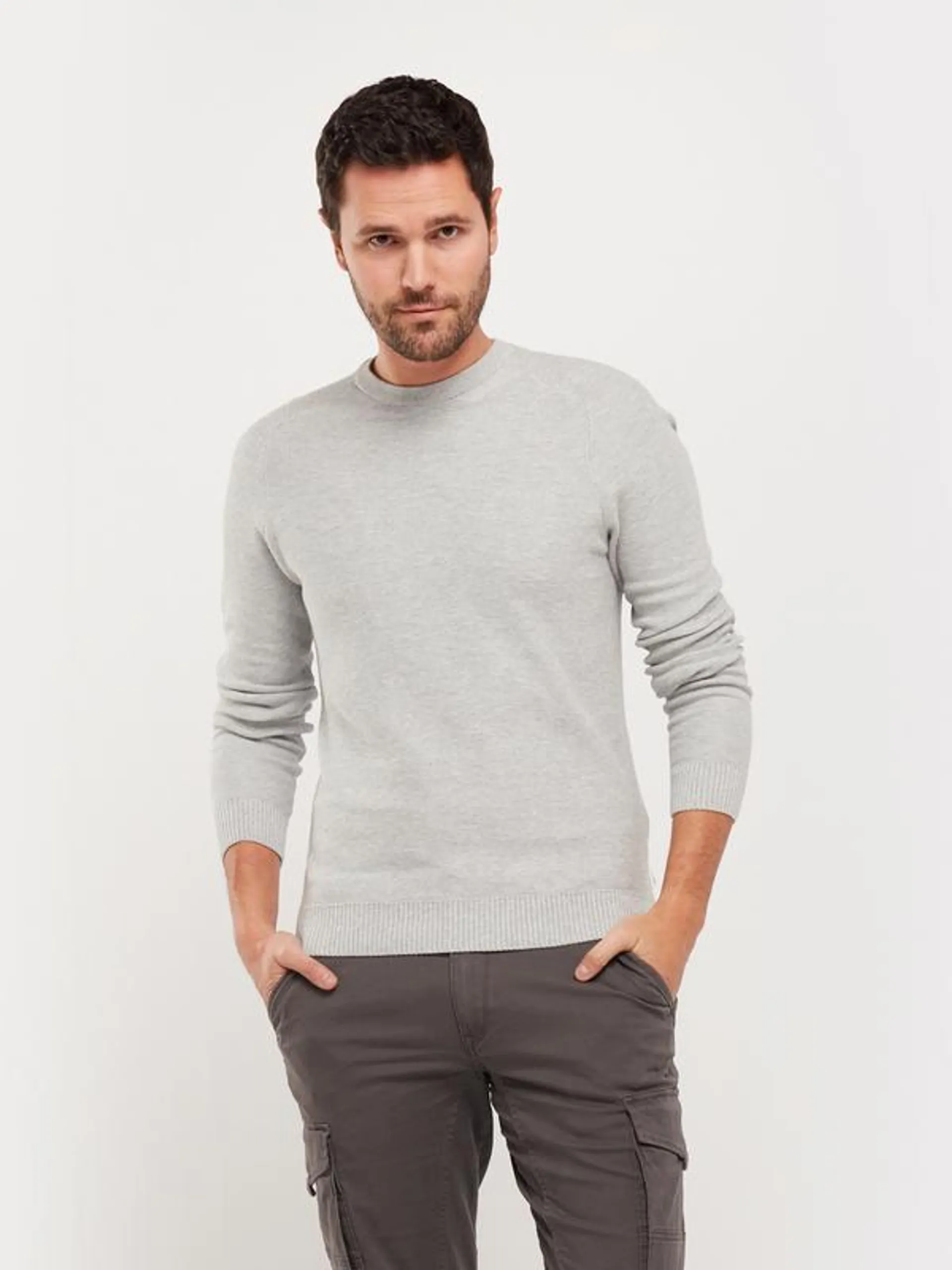 Pull 100% Coton Nid D'abeille - Gris