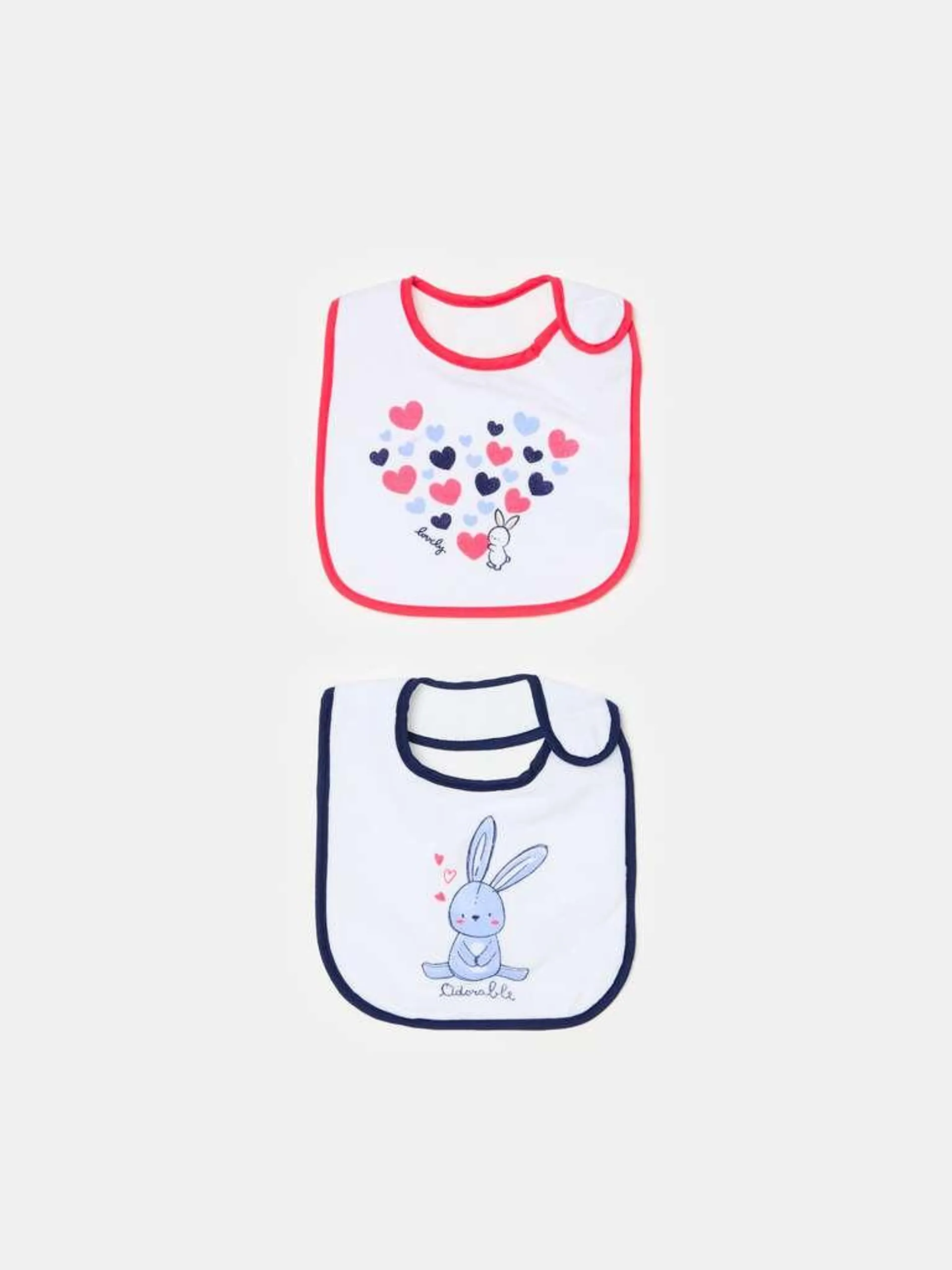 Two-pack bibs and PEVA backing and print Blanc