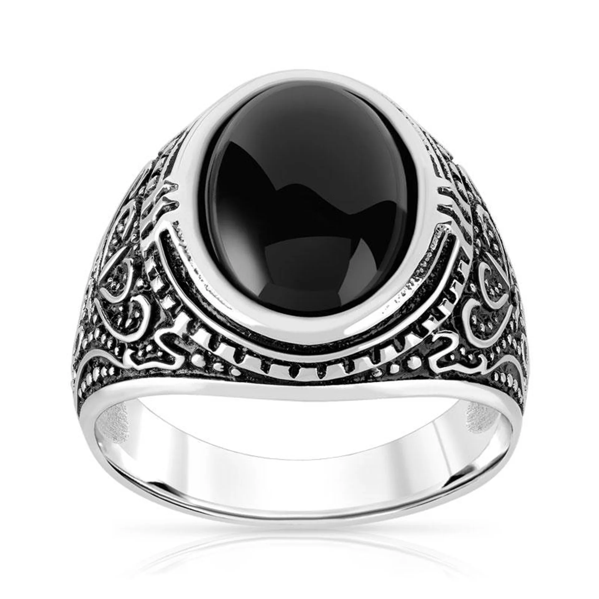 Bague argent 925 onyx imitation ovale