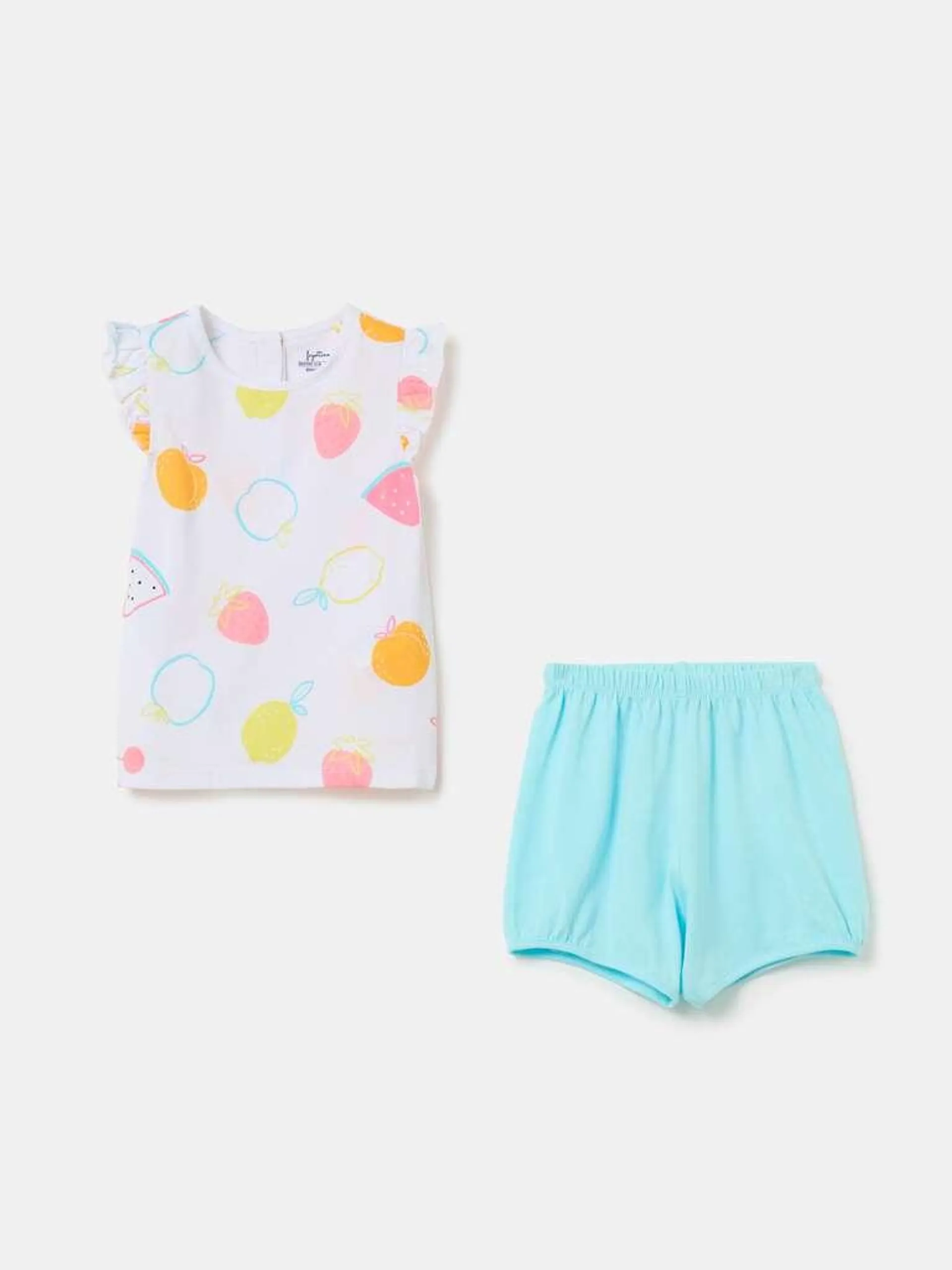 Organic cotton pyjamas with print Blanc/bleu clair