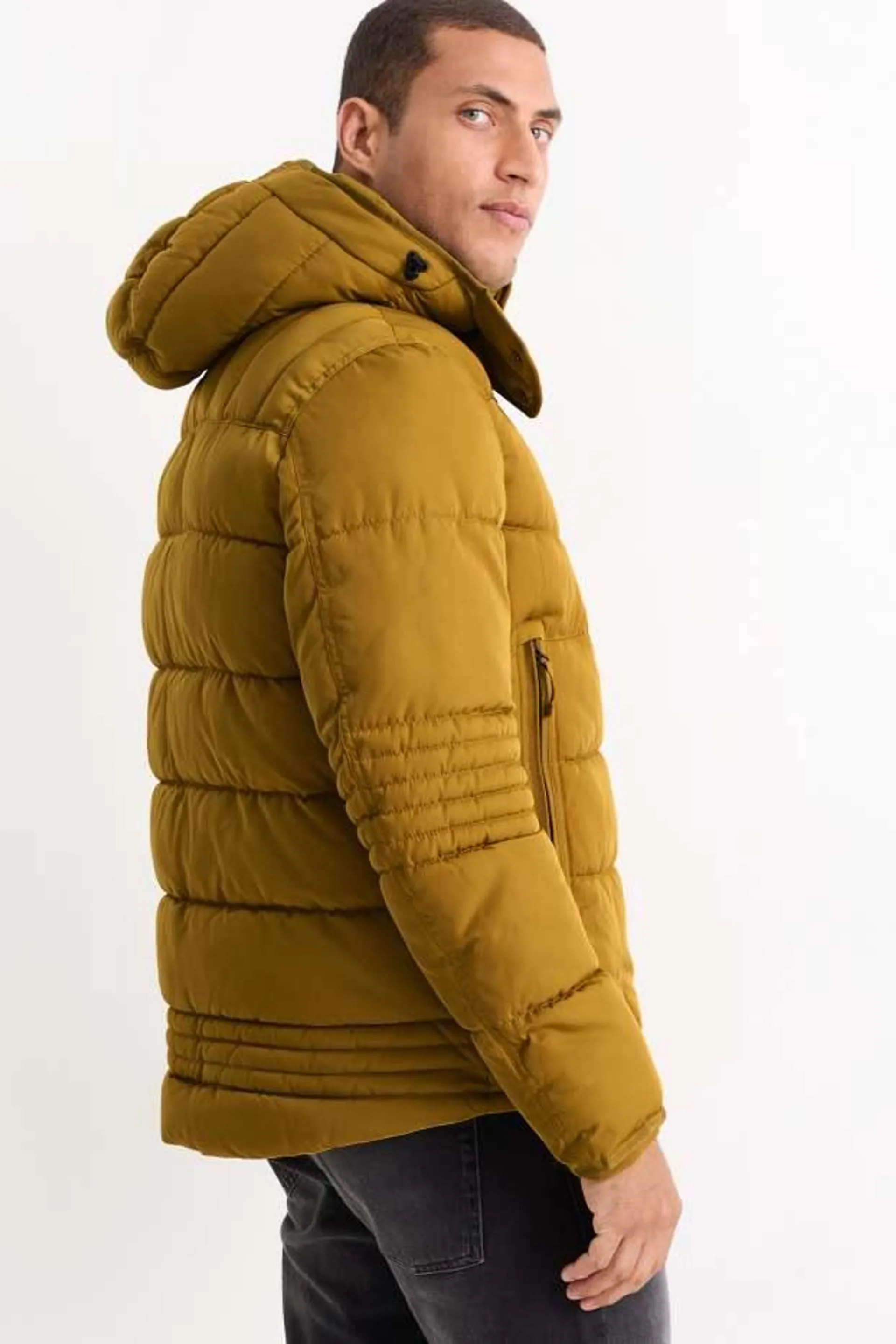 Quilted jacket with hood - water-repellent