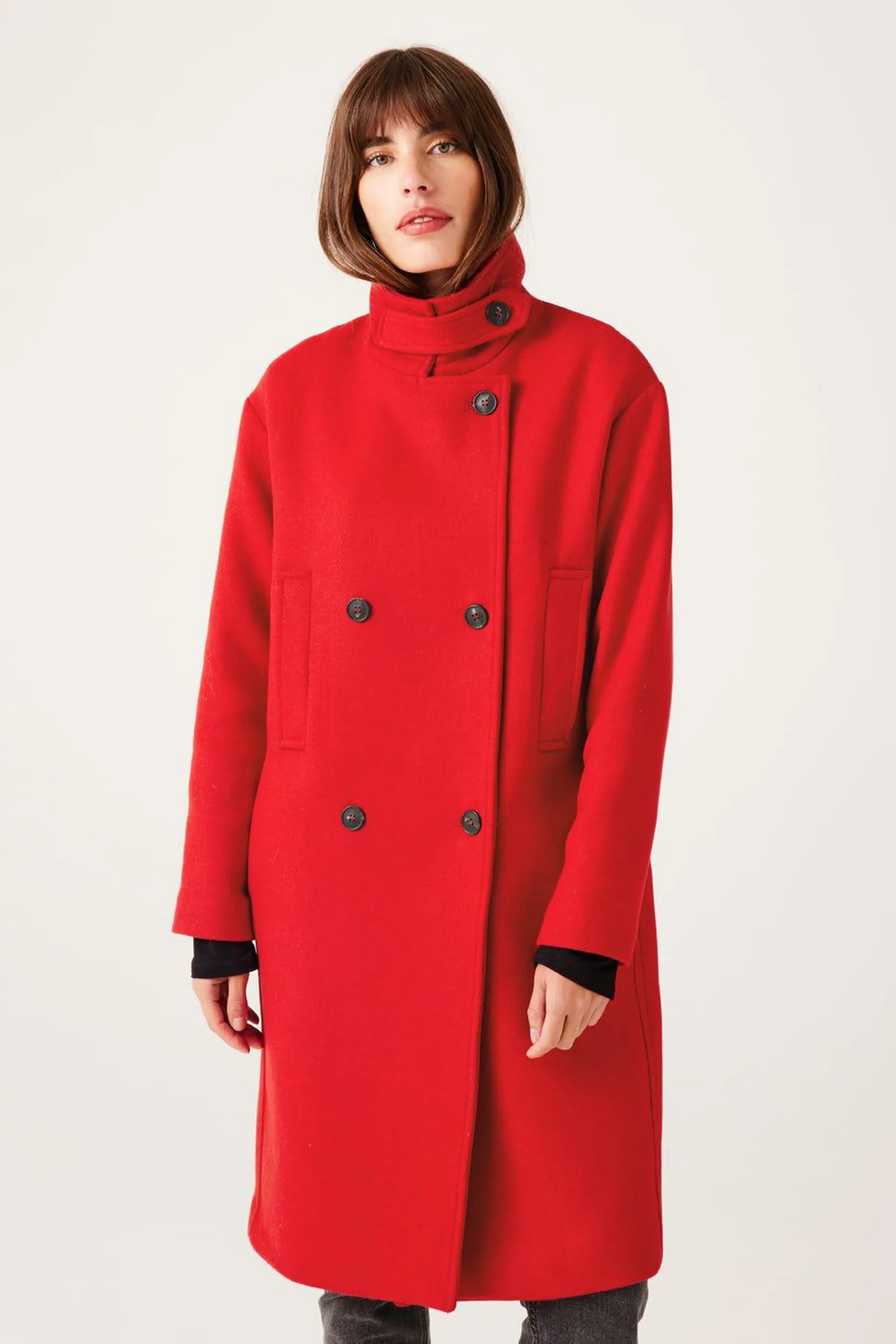 Manteau en laine mélangée - Rouge