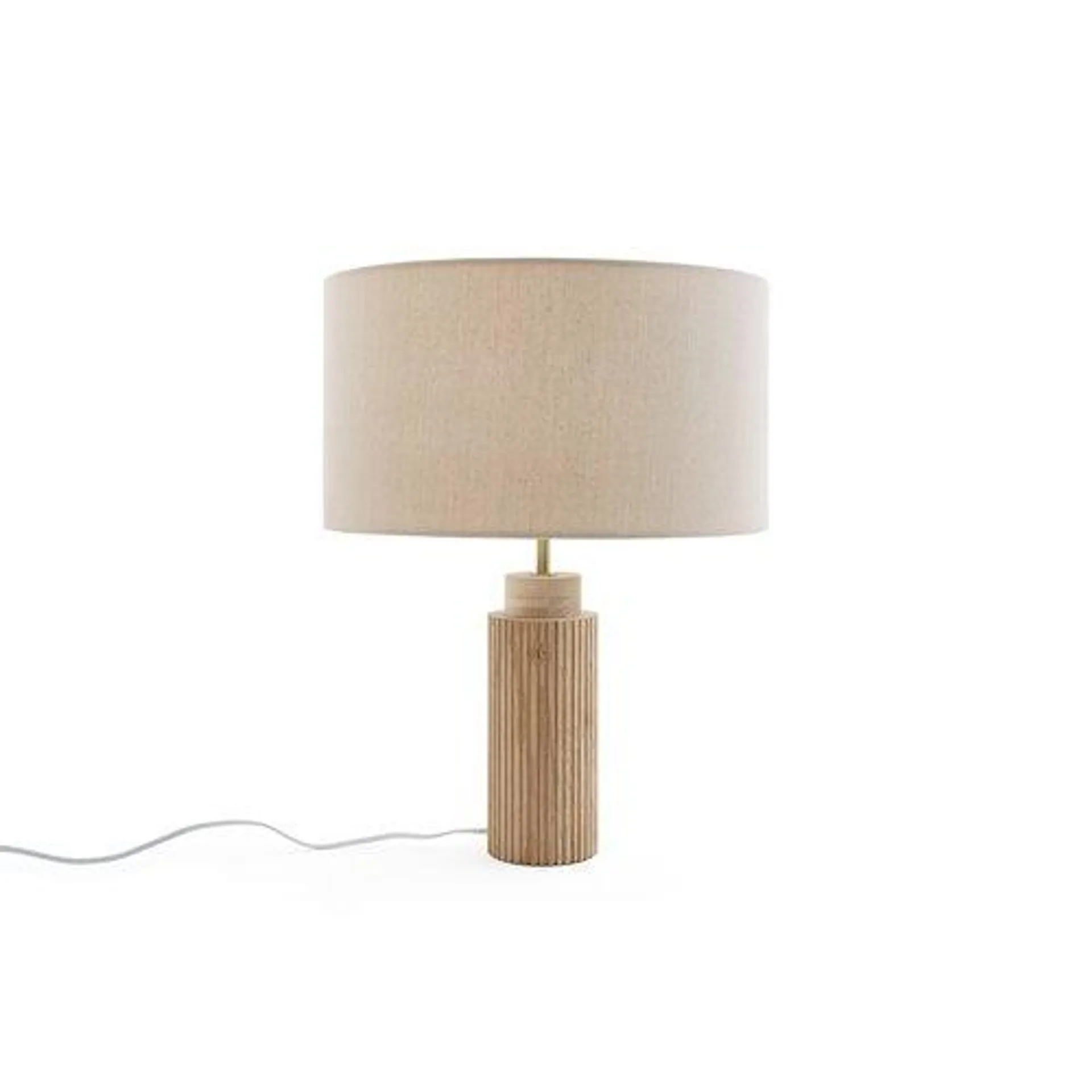 Lampe à poser en chêne, métal fer et lin, Idna