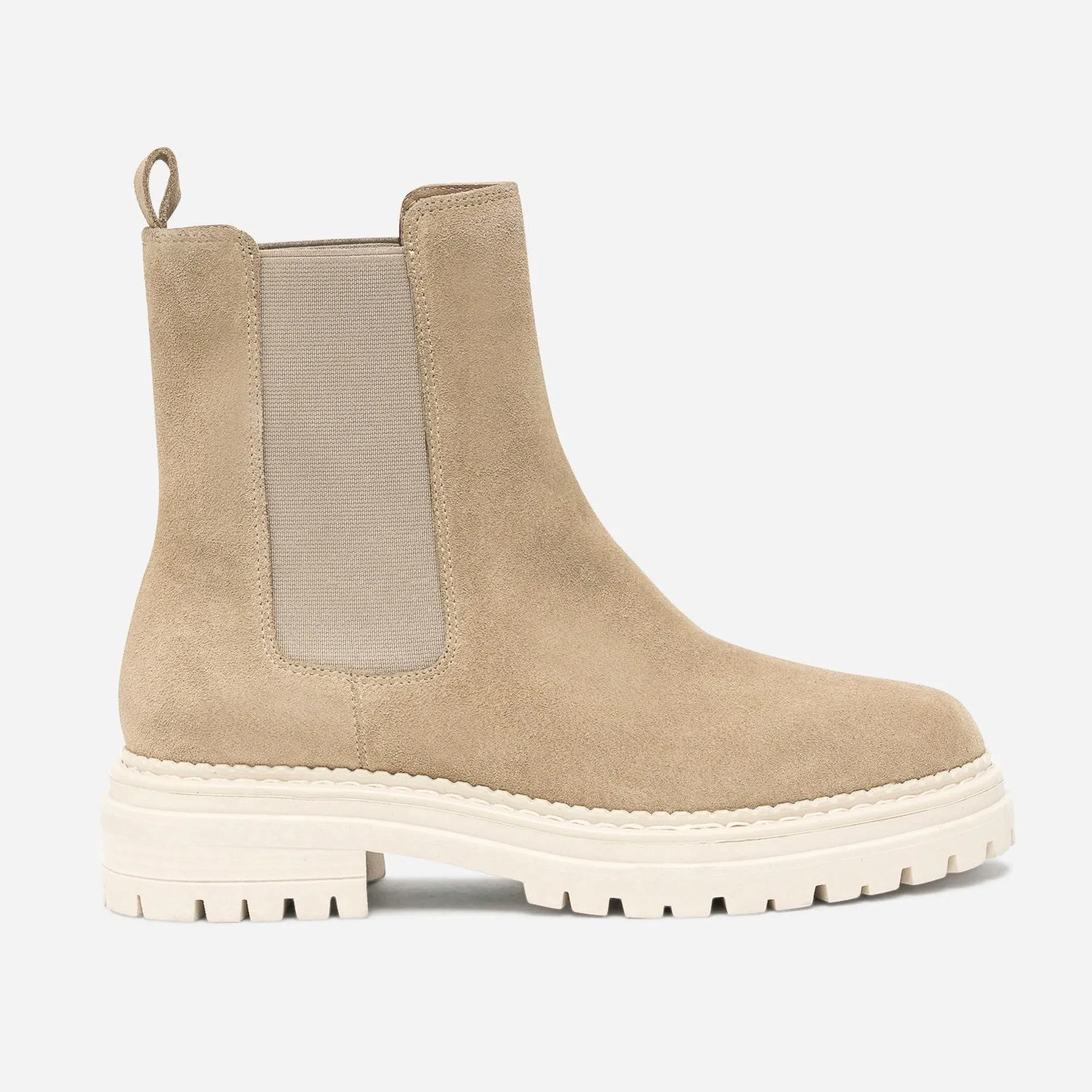 Chelsea boots TEXTO beige en cuir velours cranté