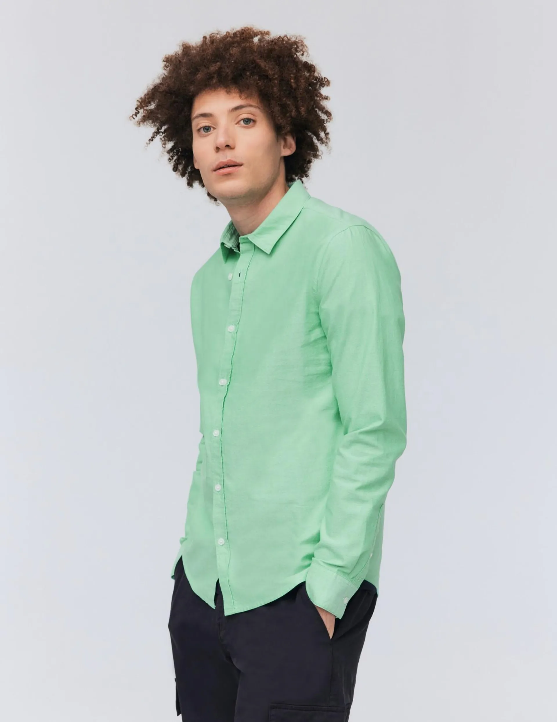 Chemise unie coupe droite - Vert