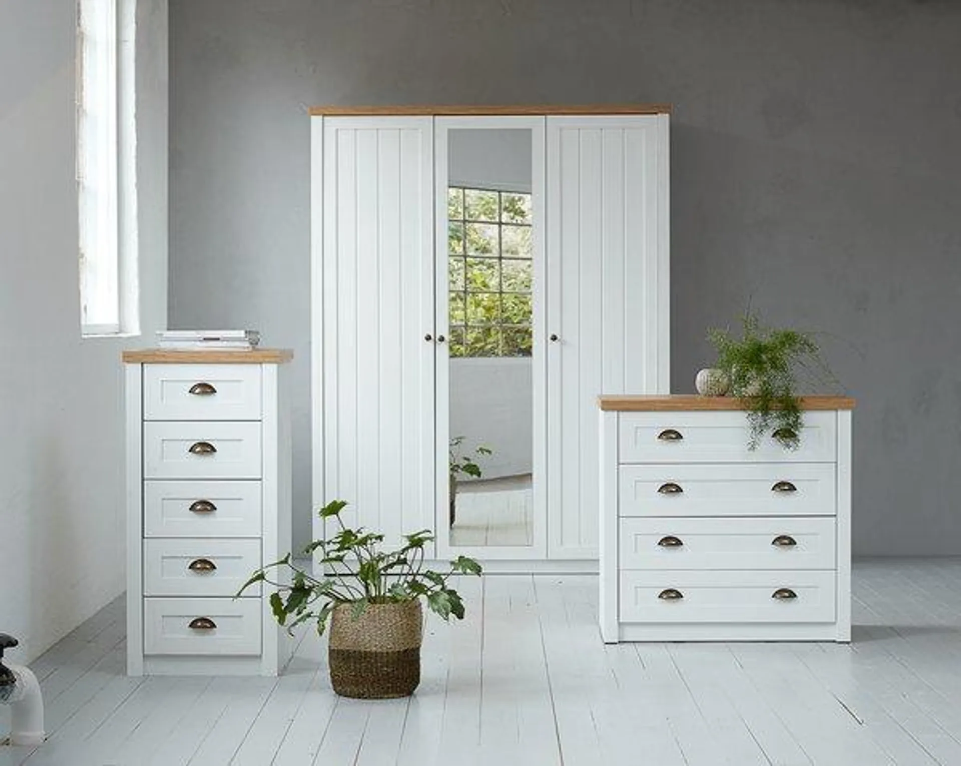 Armoire MARKSKEL 212x210 blanc/ coloris chêne