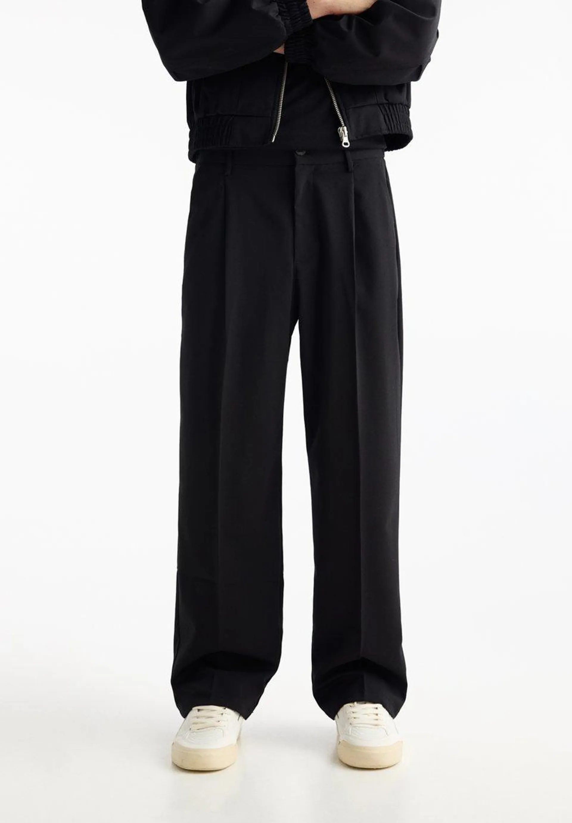 WIDE- SMART - Pantalon classique - black