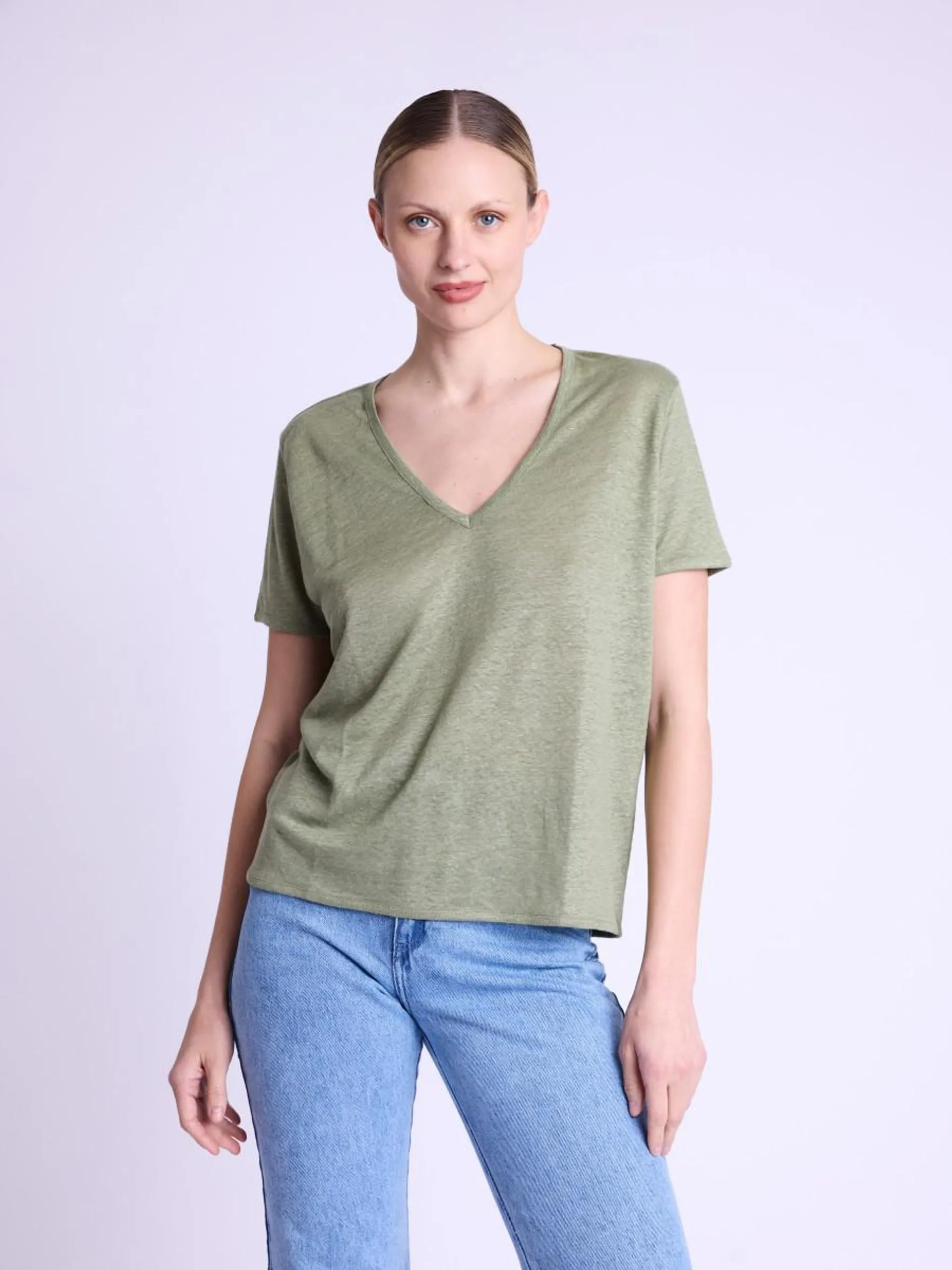 EMMANUELLE | T-shirt en lin khaki