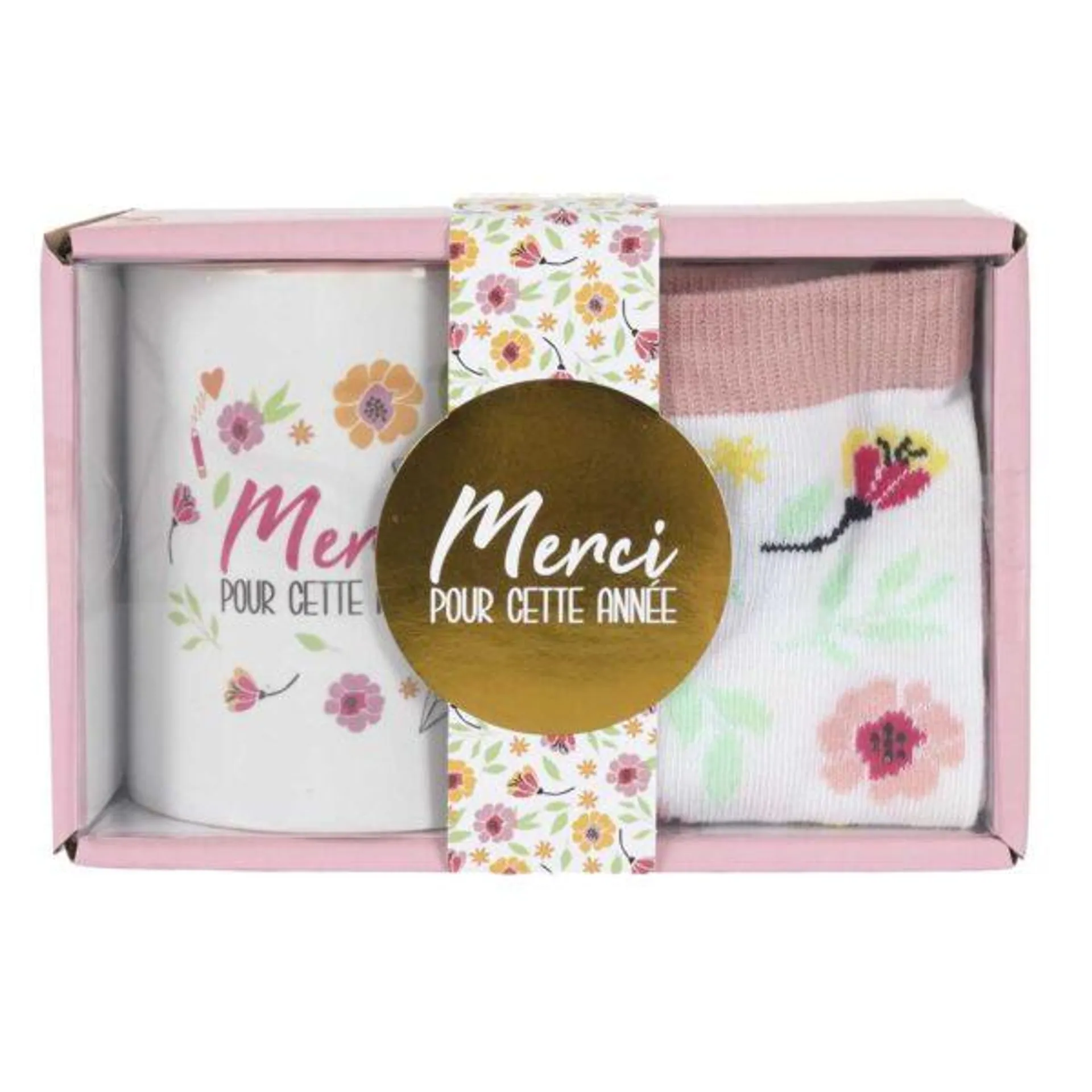 Coffret bougies et chaussettes » Merci pour cette année ! »