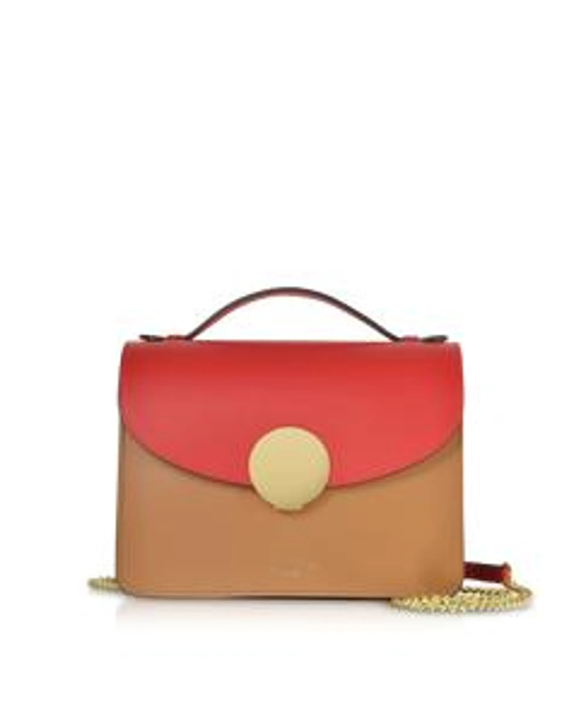 LE PARMENTIER - New Ondina Color Block Flap Top Leather Satchel Bag