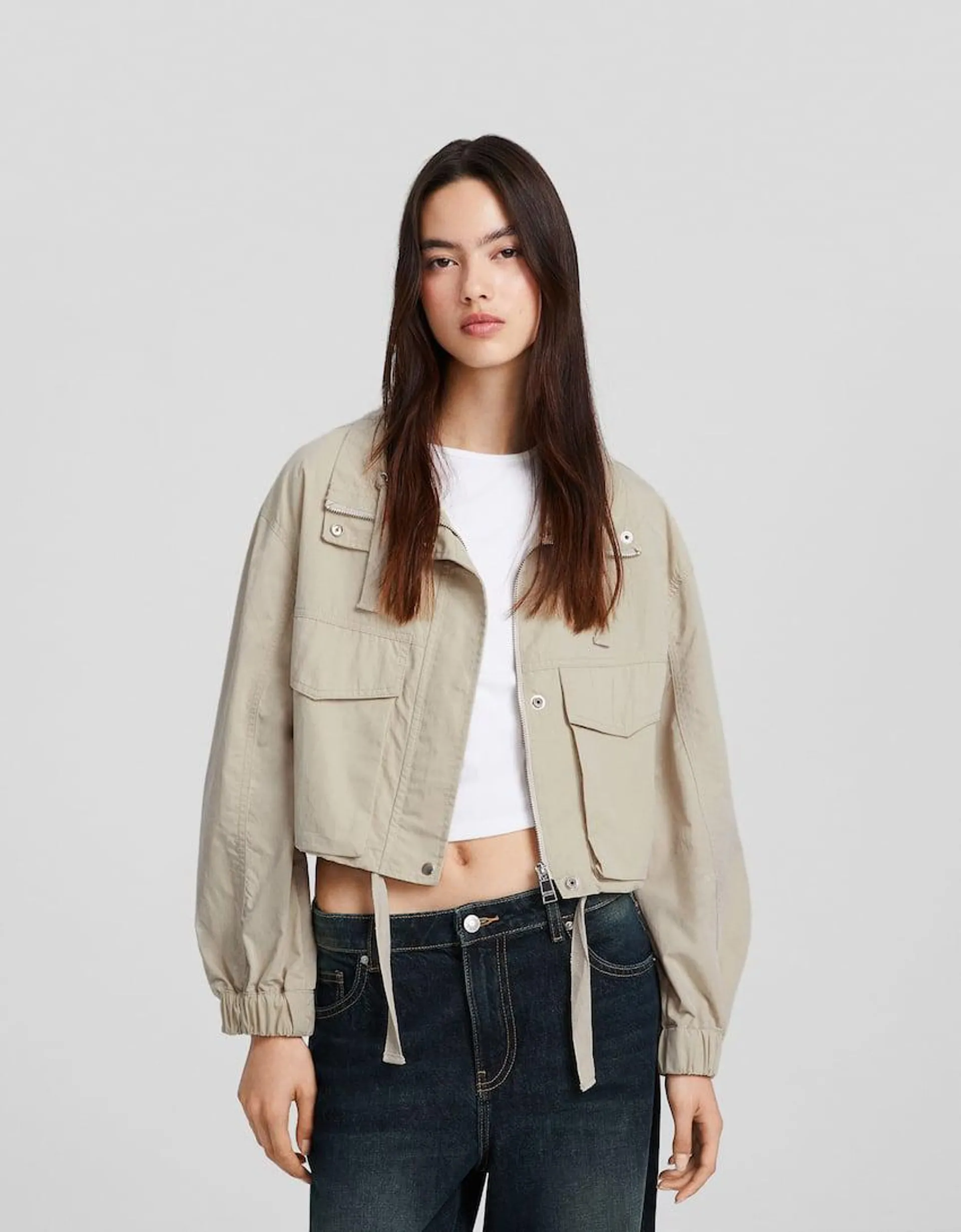 Blouson court coton et nylon