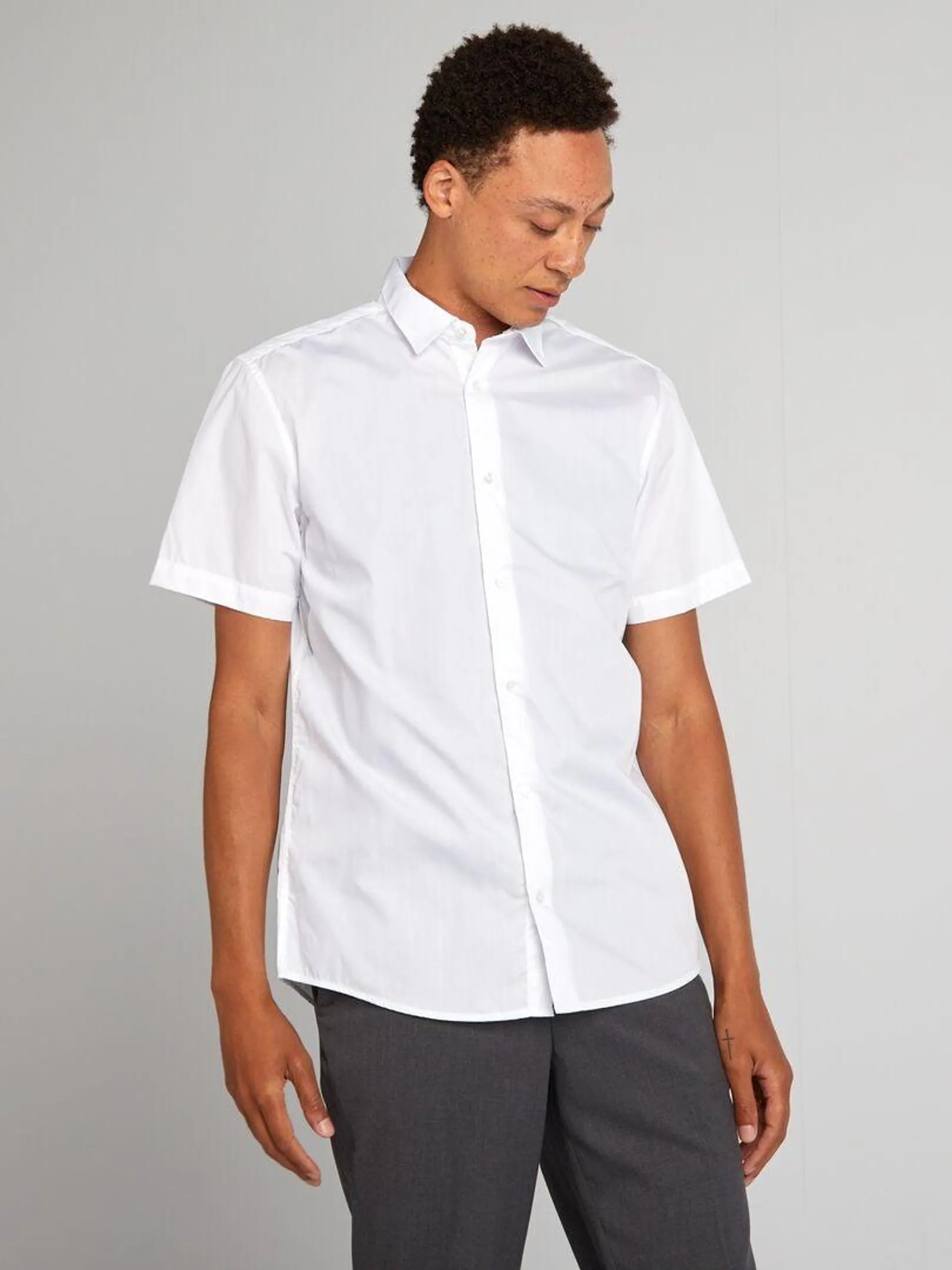 Chemise droite à manches courtes - blanc