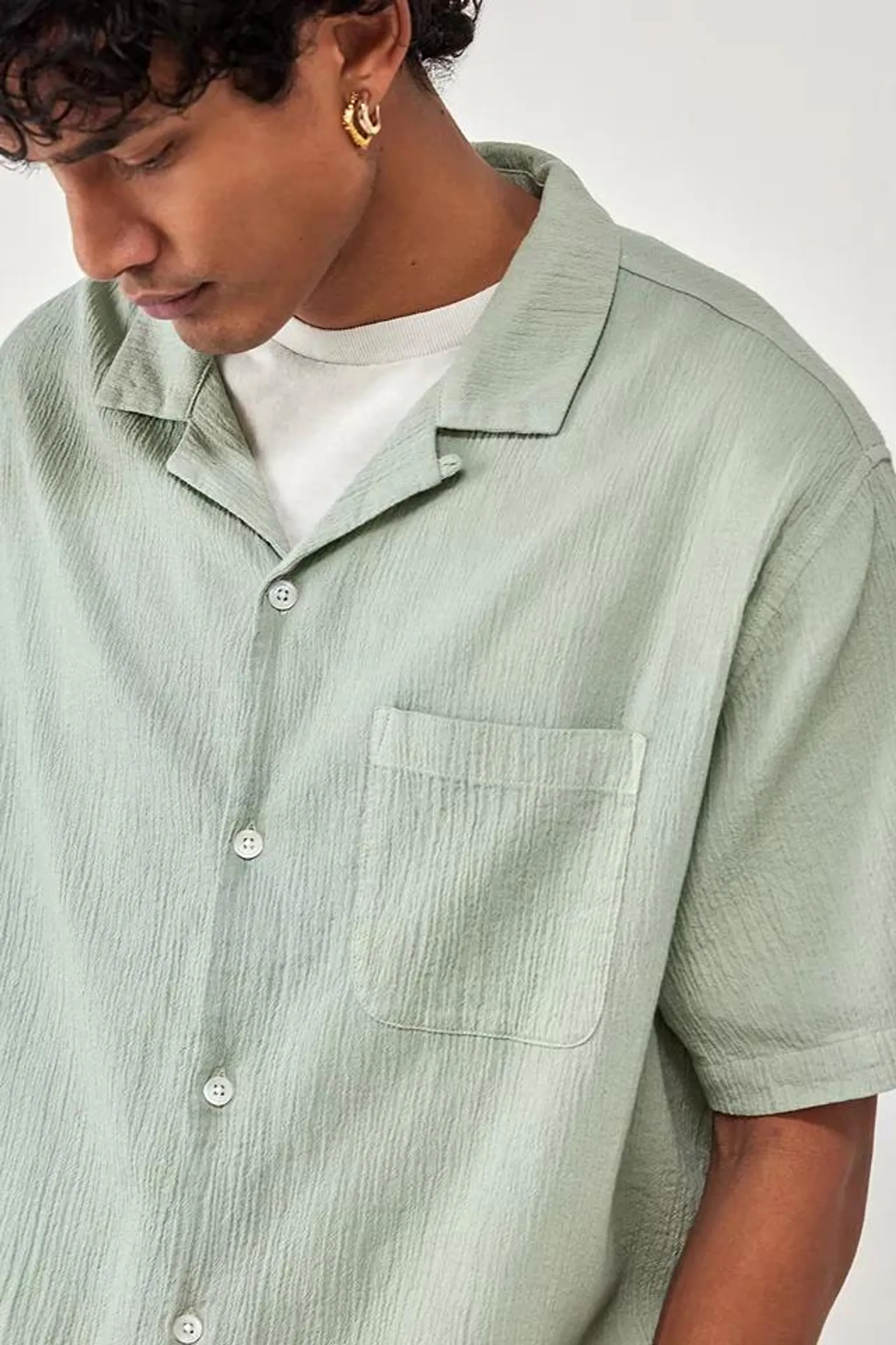 UO Seafoam Crinkle Shirt