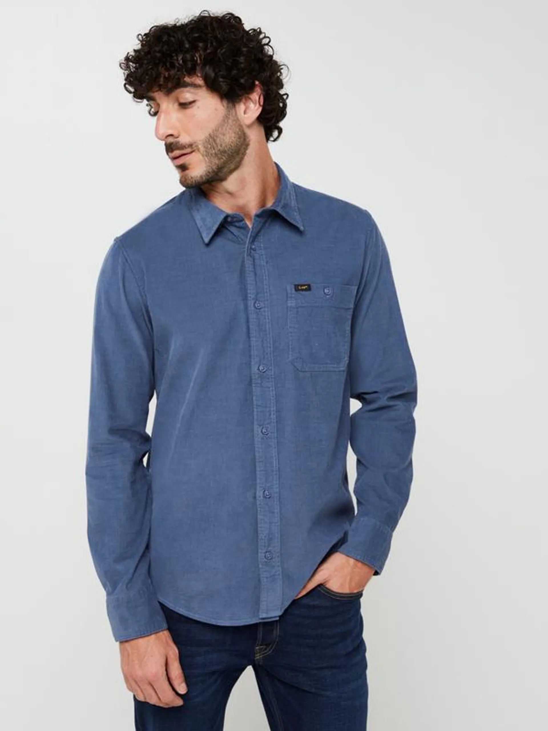 Chemise En Velours Milleraies Uni - Bleu gris