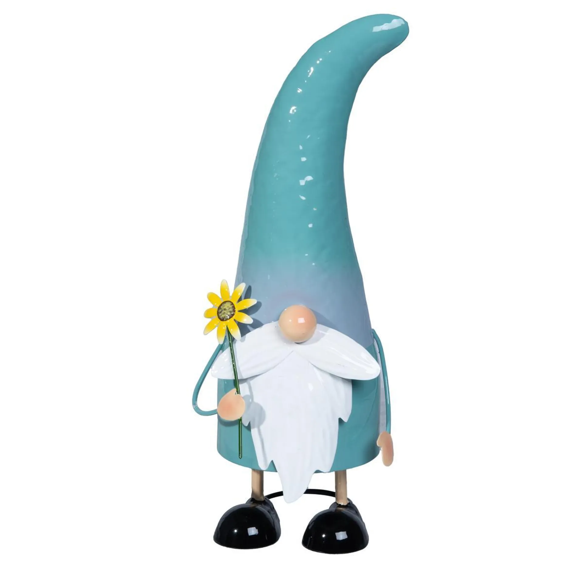 Gnome en métal - H 37 cm - Bleu