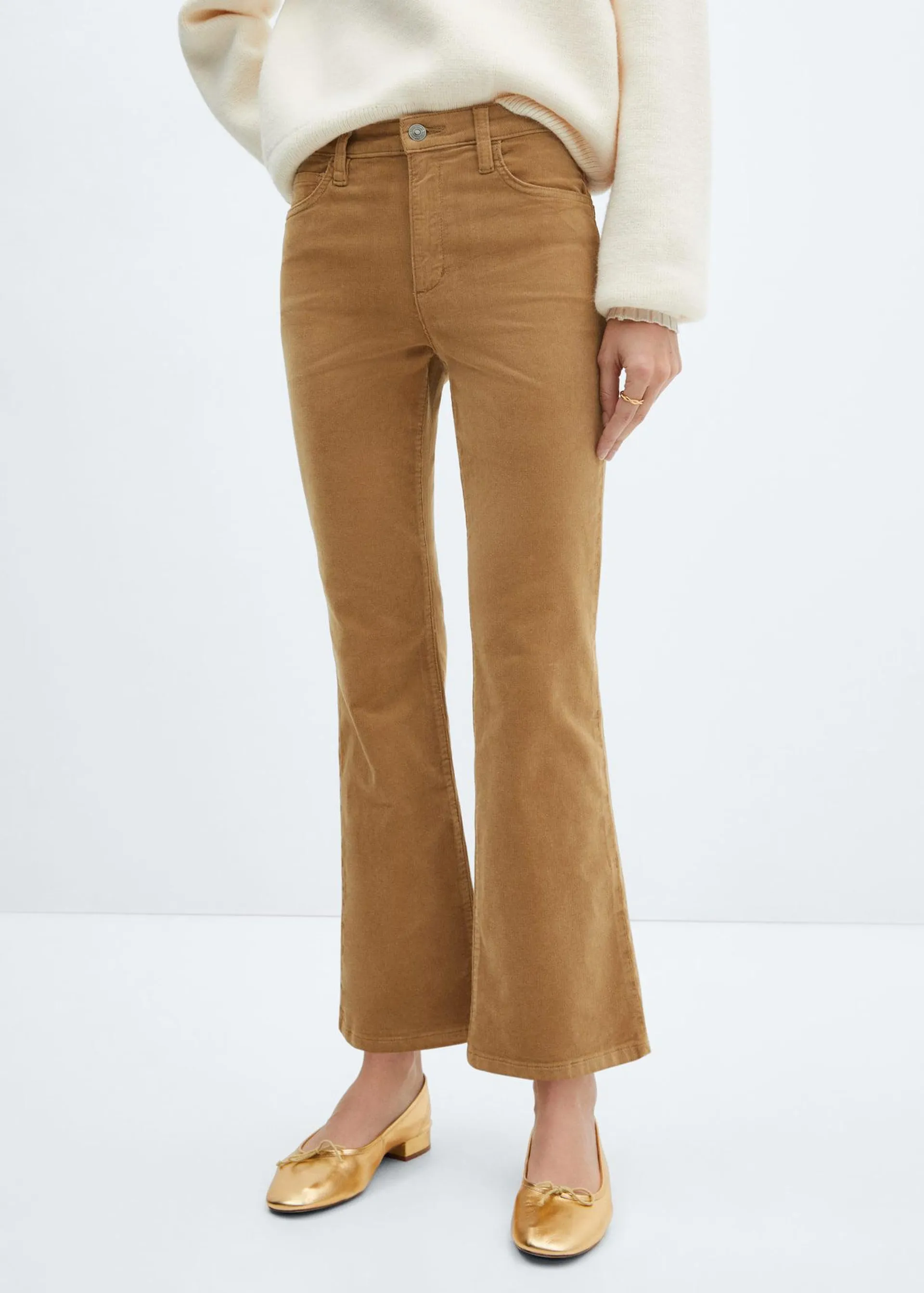 Pantalon flare crop velours côtelé