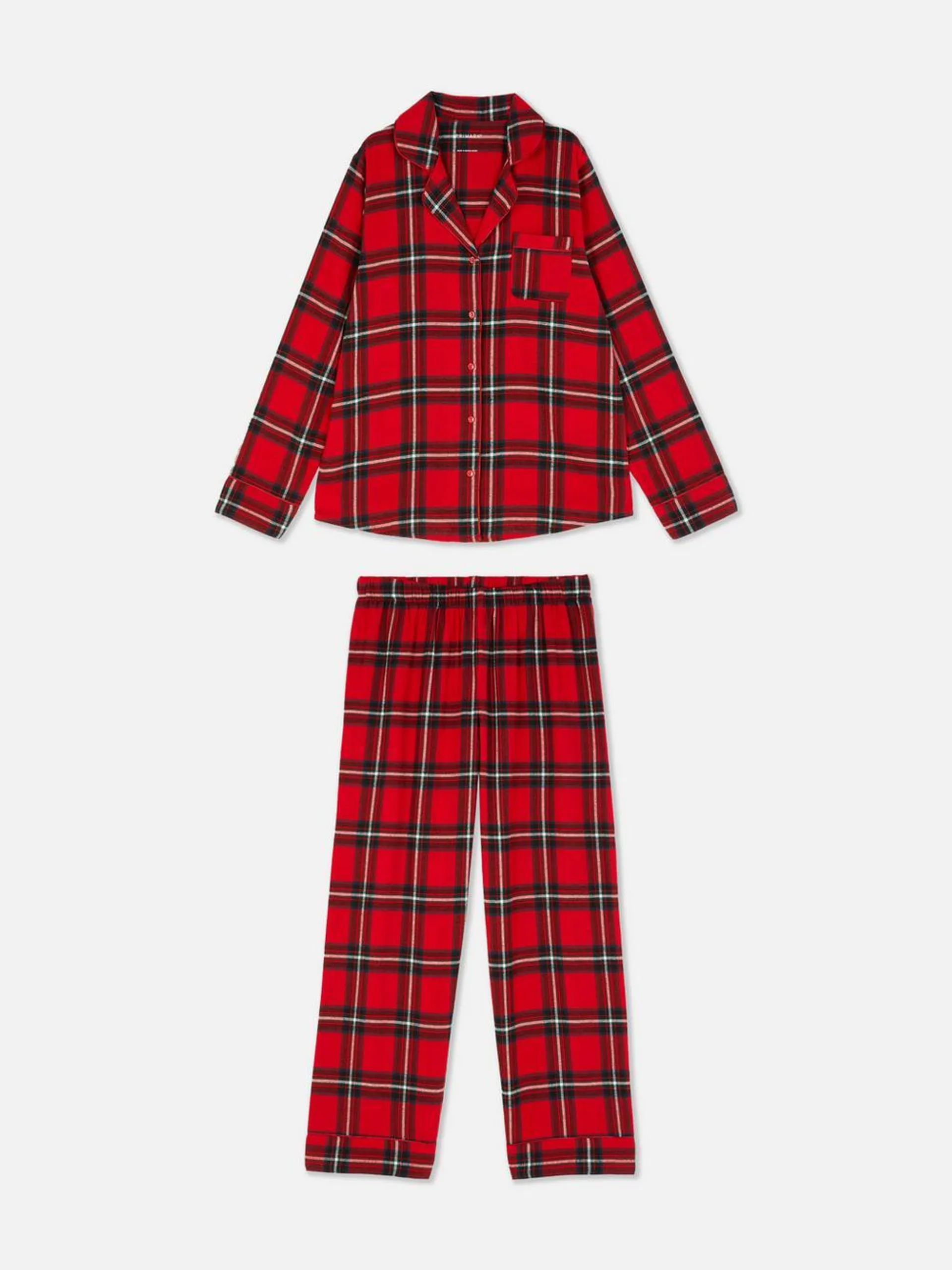 Pyjama en flanelle à carreaux pour femme