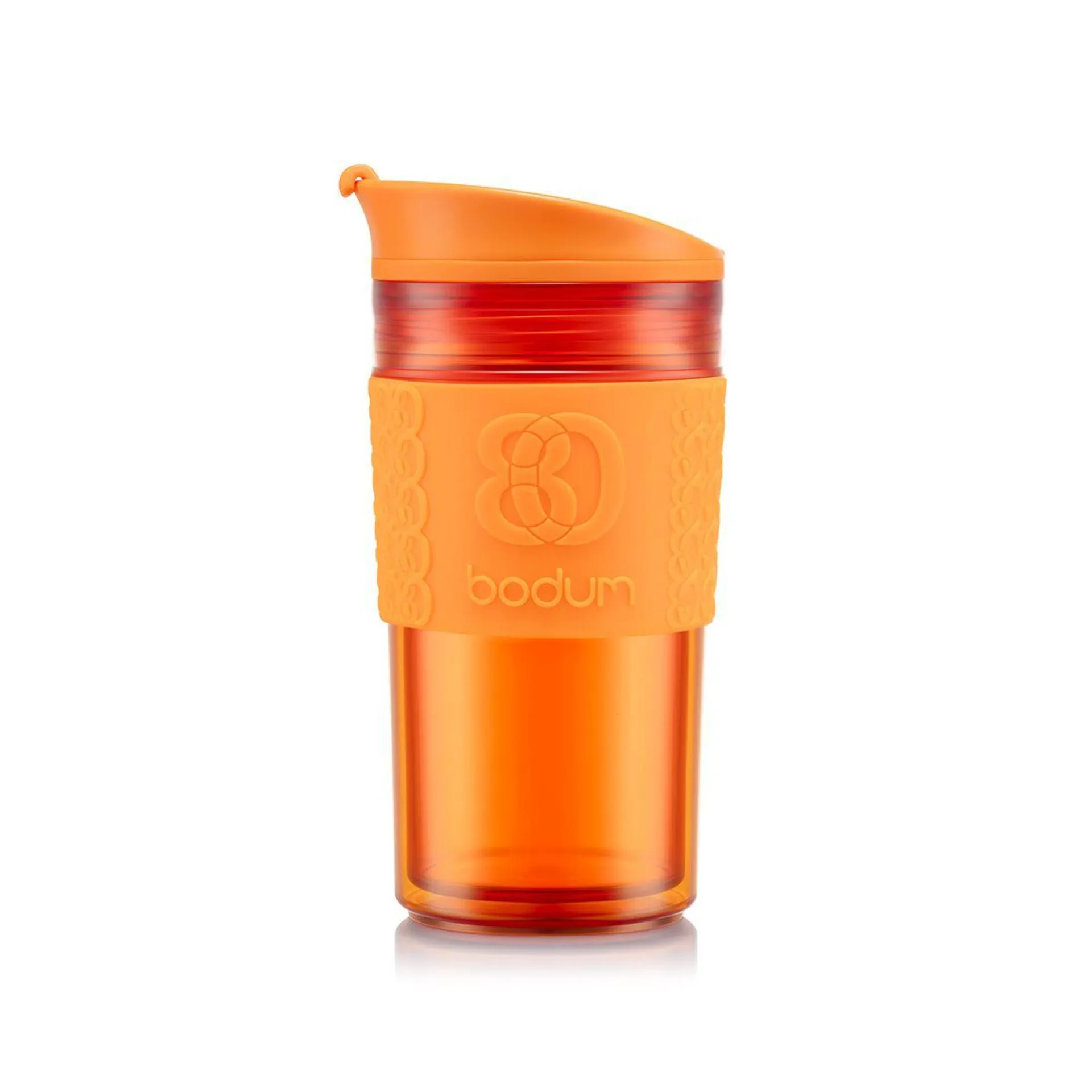 Travel Mug à double paroi en plastique, couvercle à clapet, 0.35 l