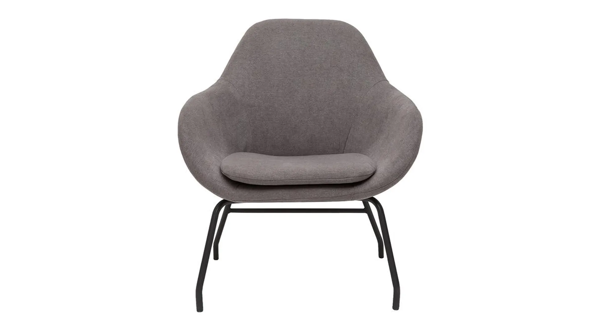 Fauteuil design en tissu effet velours gris et métal noir MAYNE