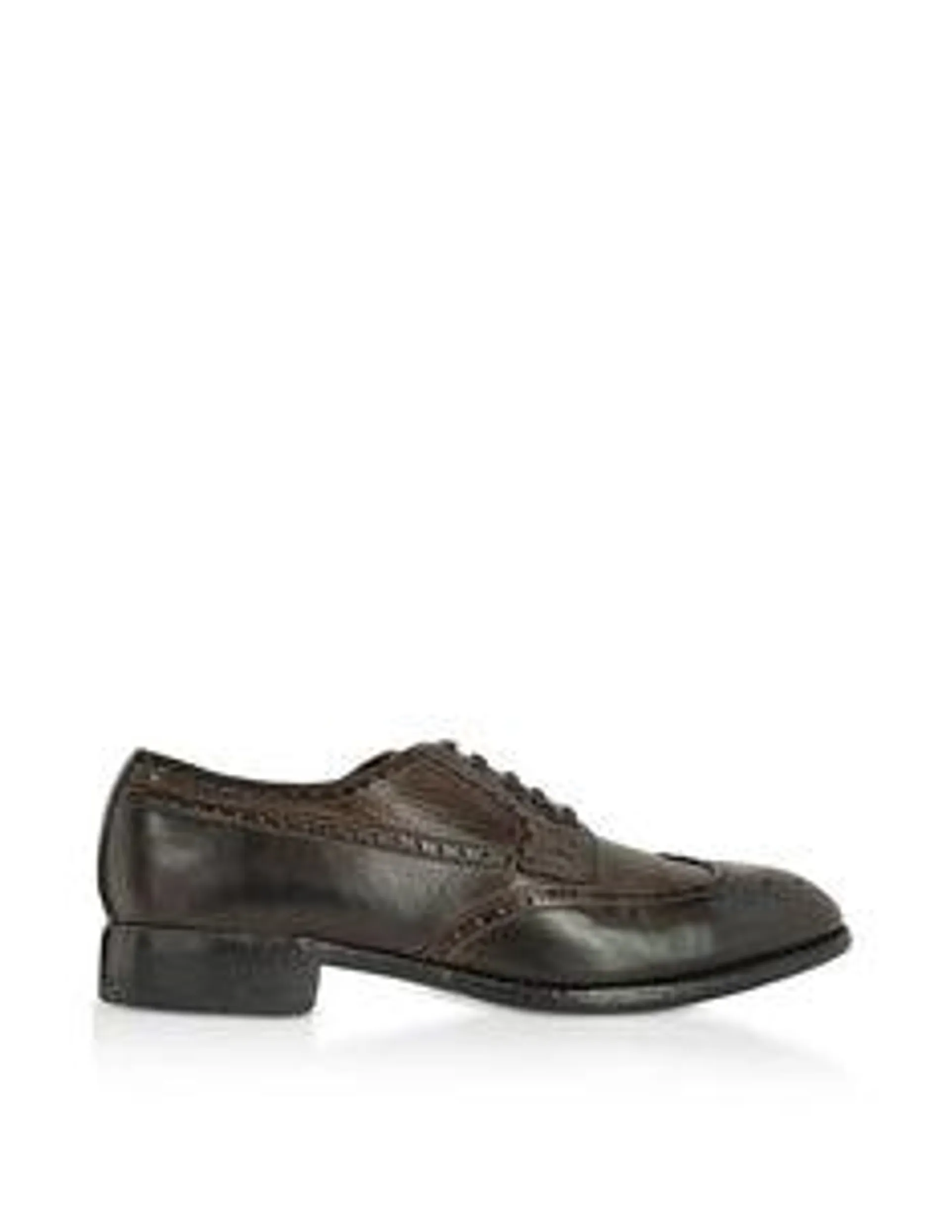 Dark Brown Tuffato Leather Wingtip Derby Shoes