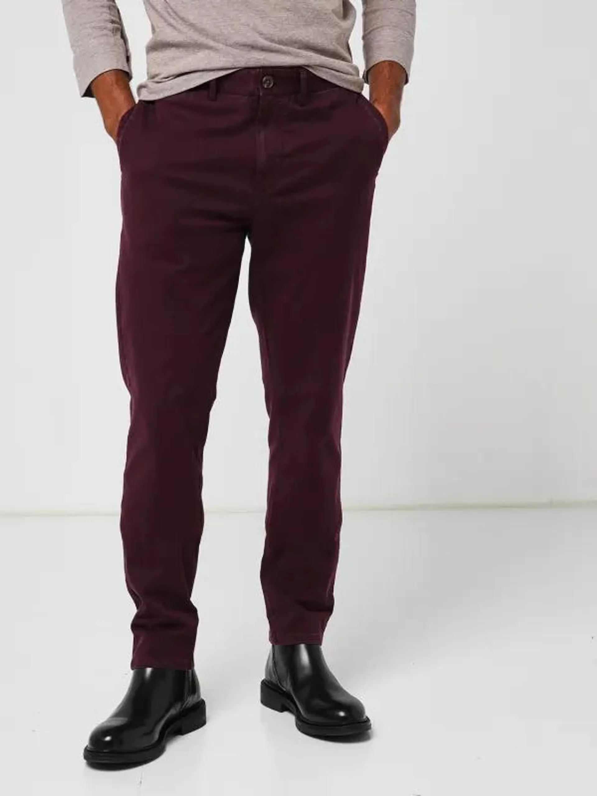 Pantalon Chino En Coton Stretch - Violet foncé