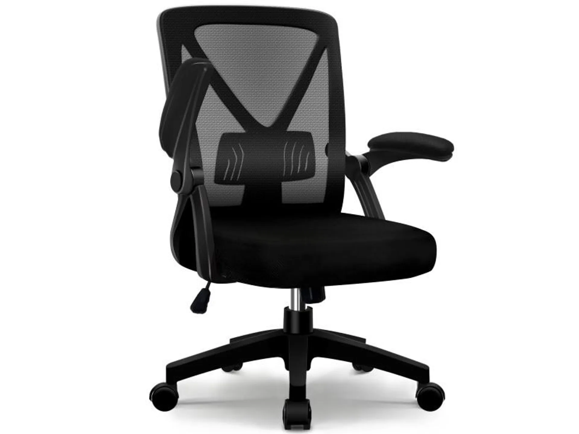 Fauteuil de Bureau Inclinable, Réglable de 10cm, Fauteuil de Bureau Ergonomique avec Accoudoir Pliable, Soutien Lombaire Ajustable, Chaise de Bureau en Maille Respirante, Charge 150kg