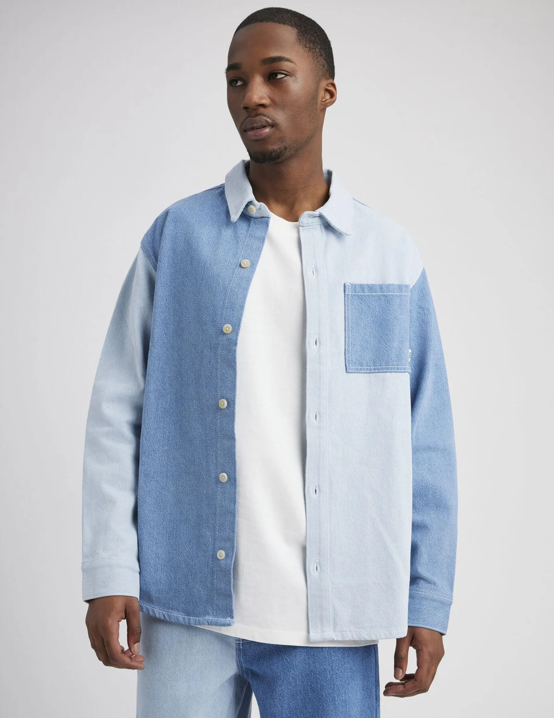 Surchemise en jean patch - Bleu foncé