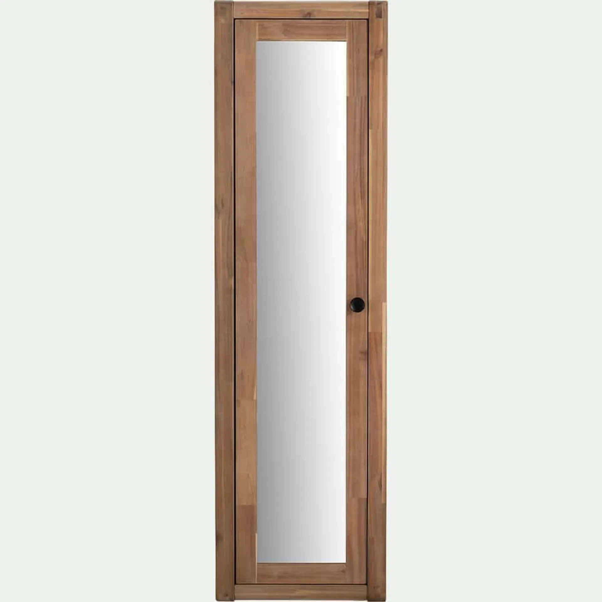 Colonne de salle de bain miroir suspendue en acacia H140xl40 cm - bois clair