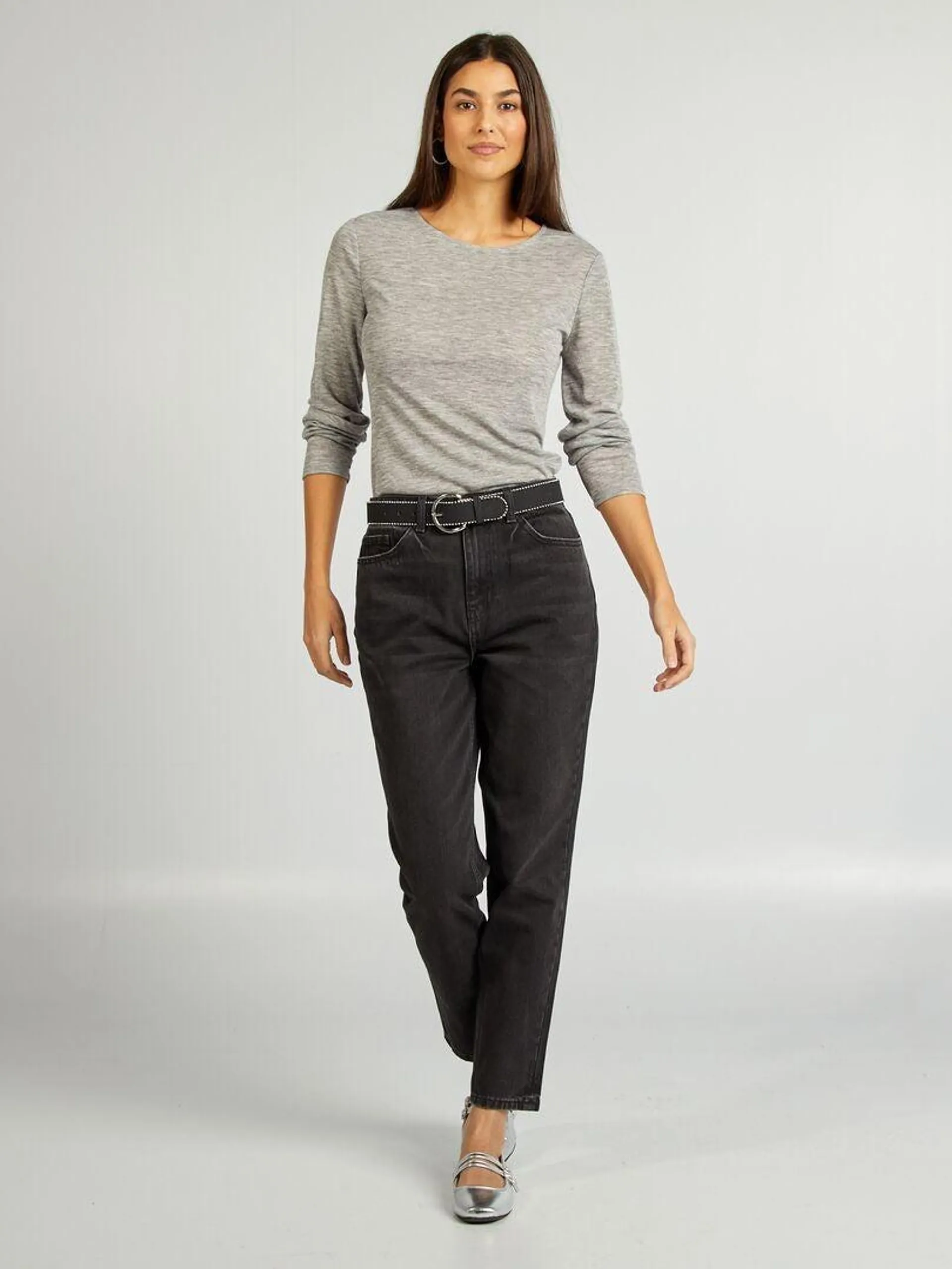 Jean mom fit - Gris