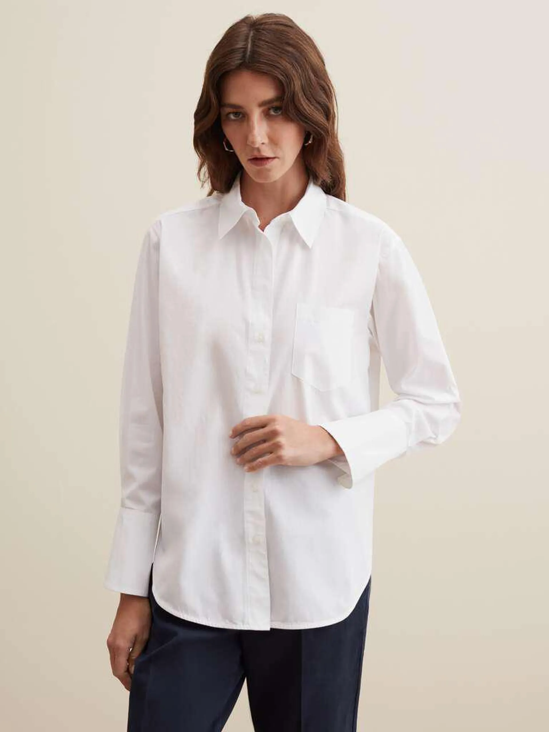 Optical White Cotton shirt with pocket