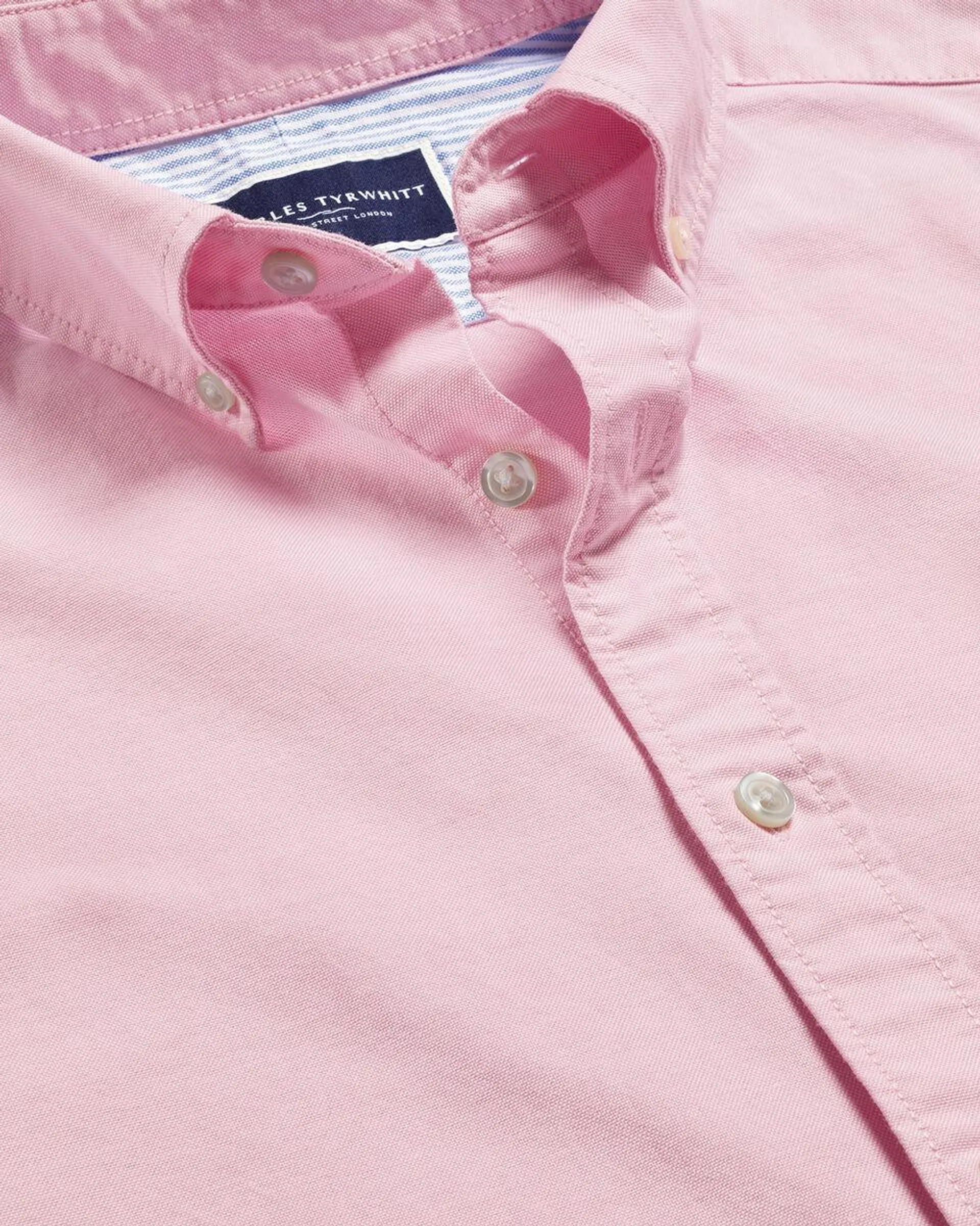 details about product: Button-Down Collar Washed Oxford Plain Shirt - Pink