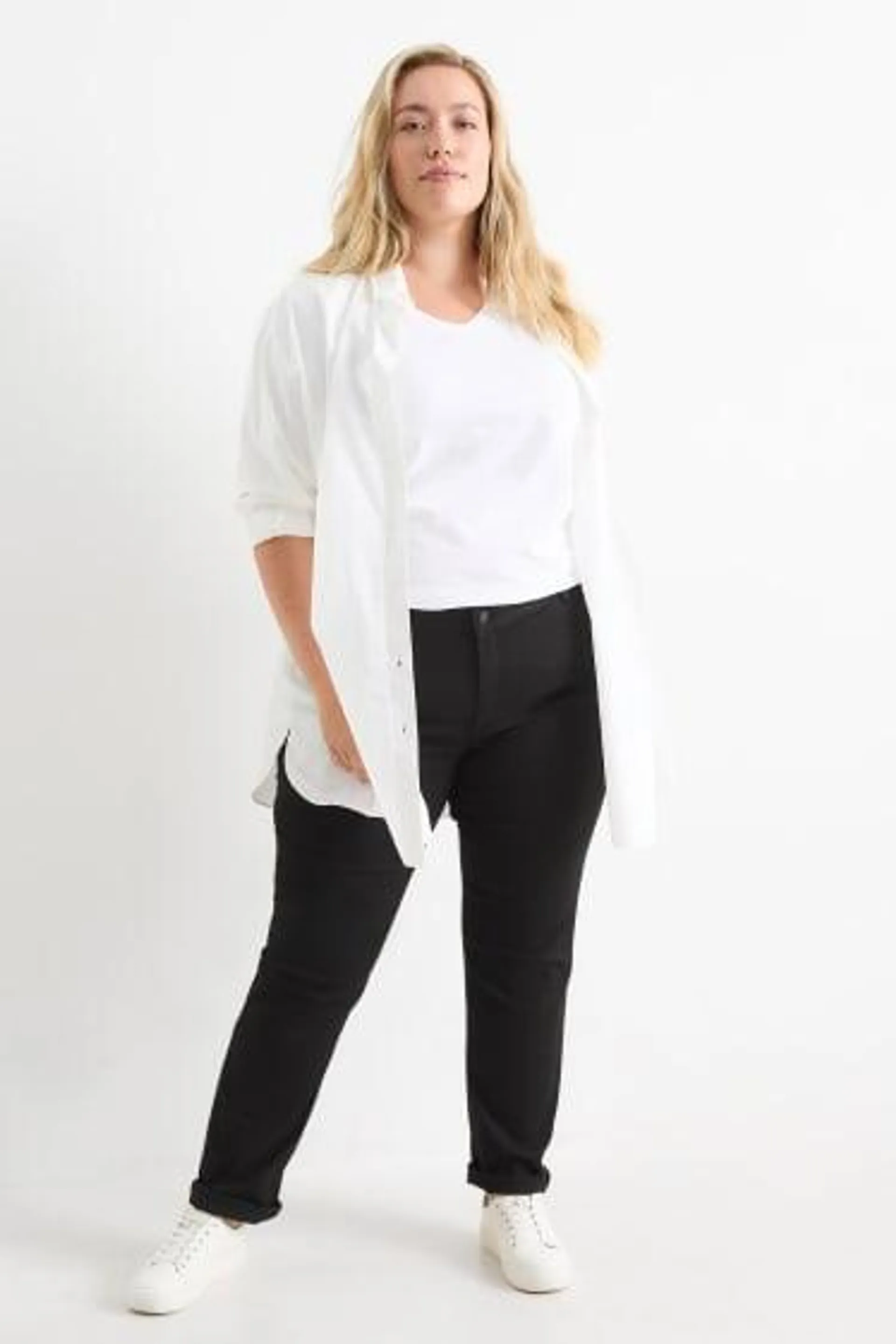 Cloth trousers - mid-rise waist - straight fit