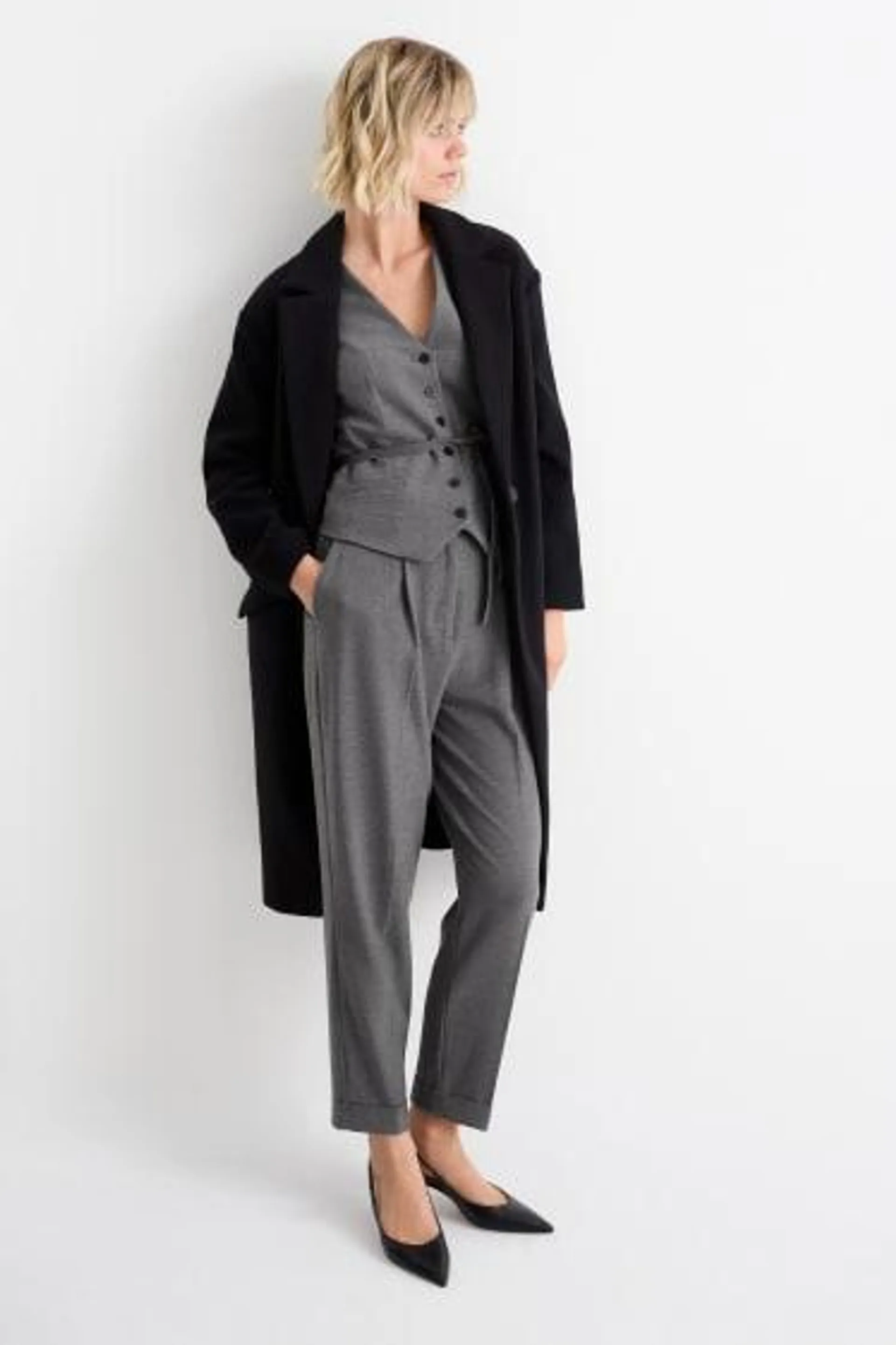 Business trousers - high waist - wide leg