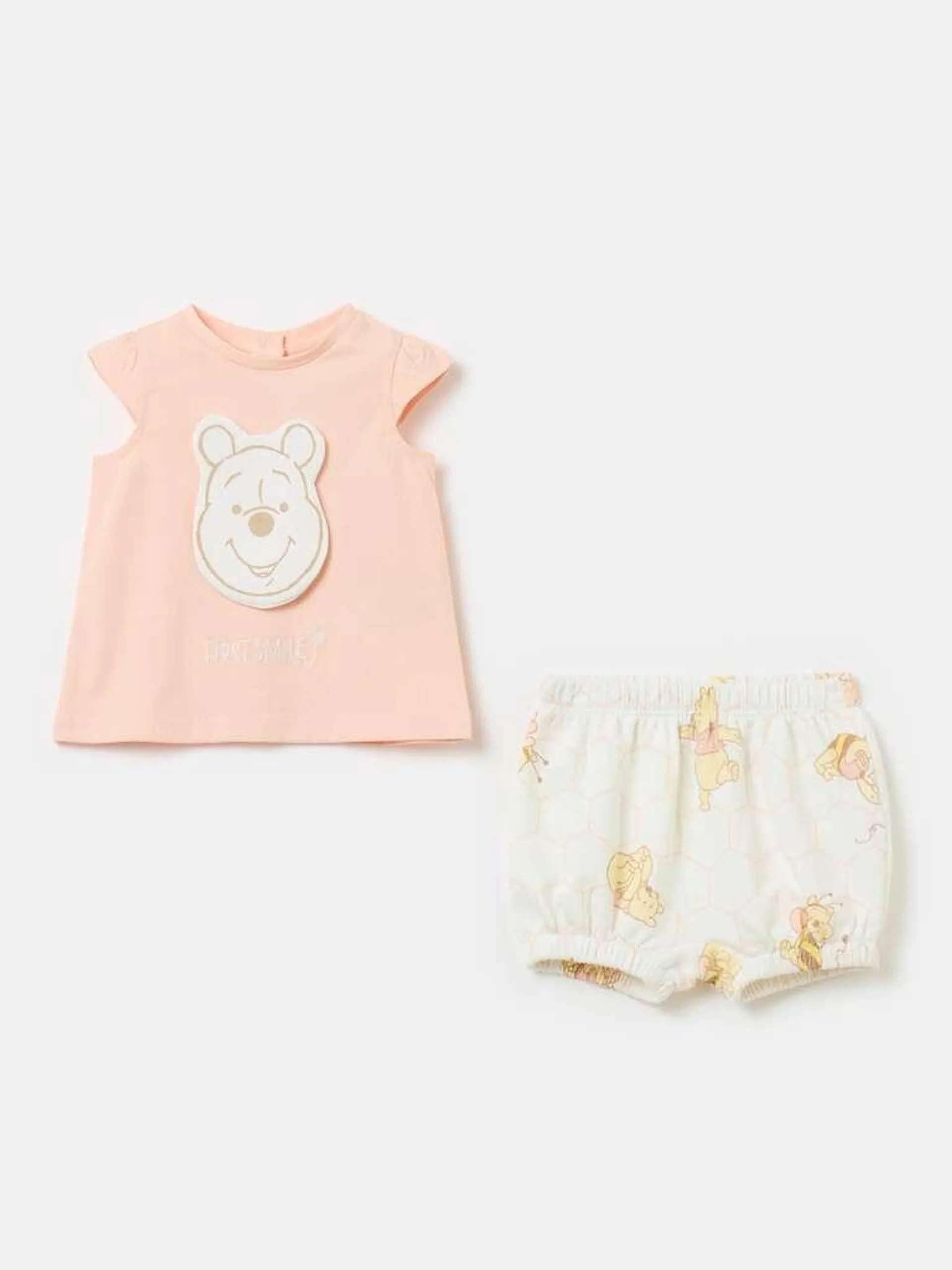 Organic cotton jogging set with Winnie the Pooh patch Blanc/rose