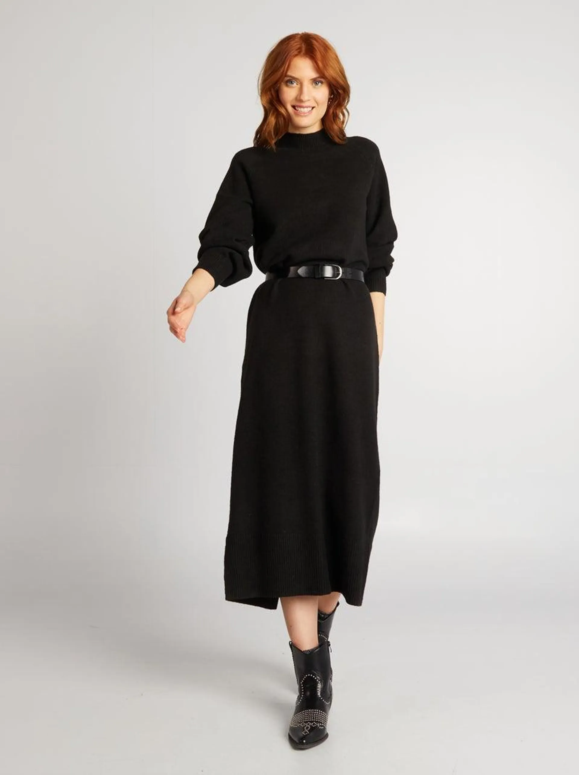 Robe pull midi - noir