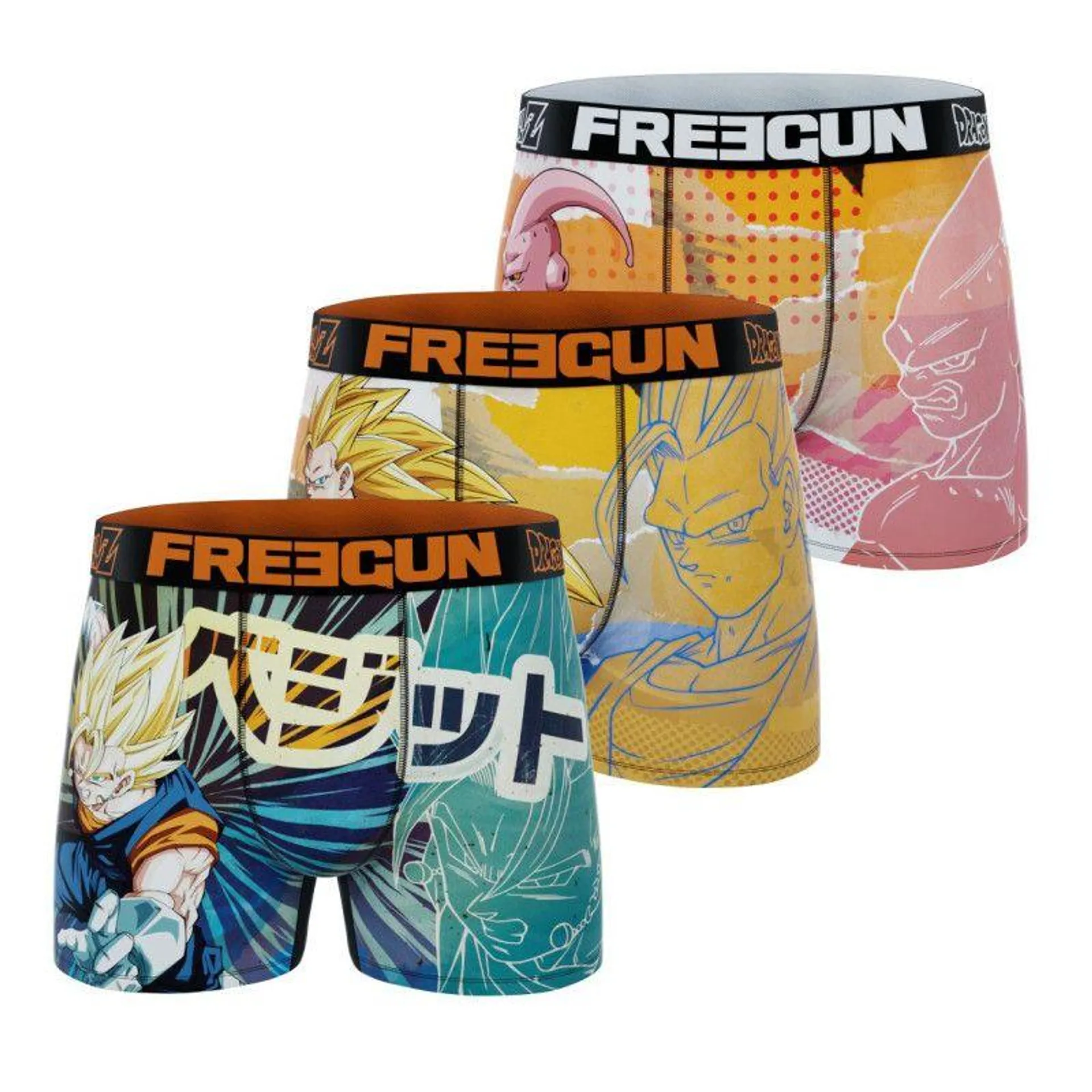 Lot de 3 boxers microfibre Homme Dragon Ball Z San Goku, Vegeto, Buu | FREEGUN