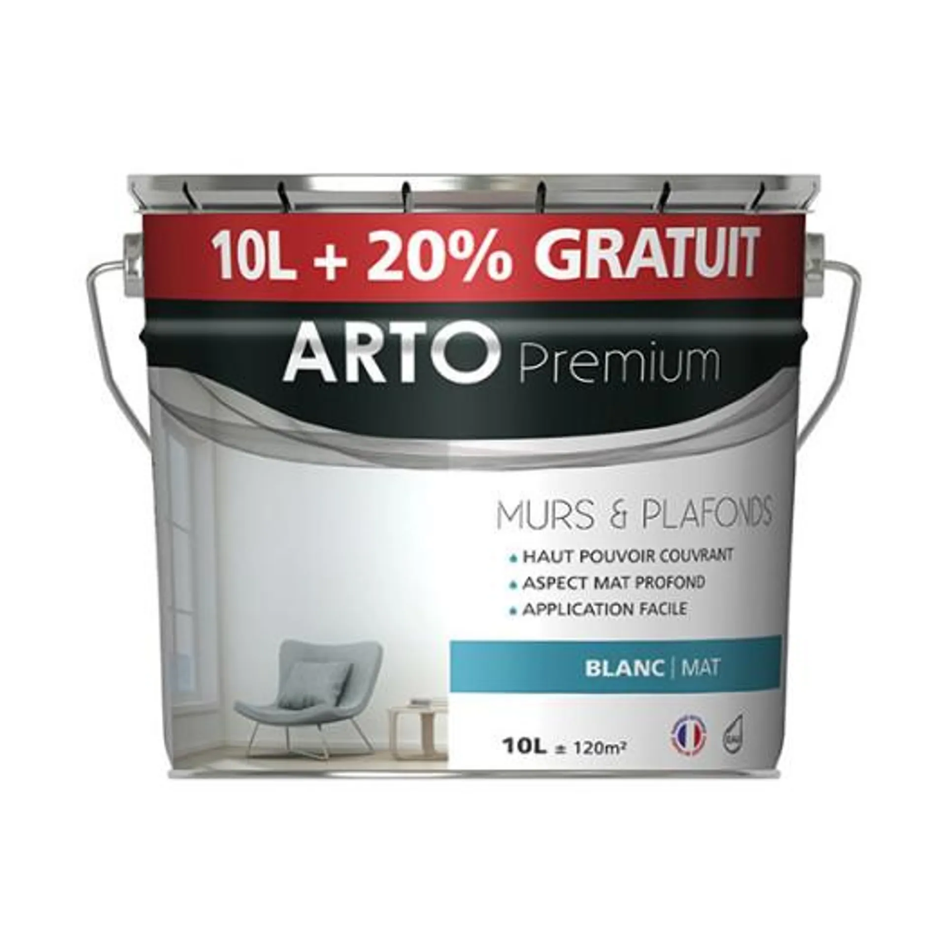 Peinture ARTO Premium multi-supports blanc mat 12L