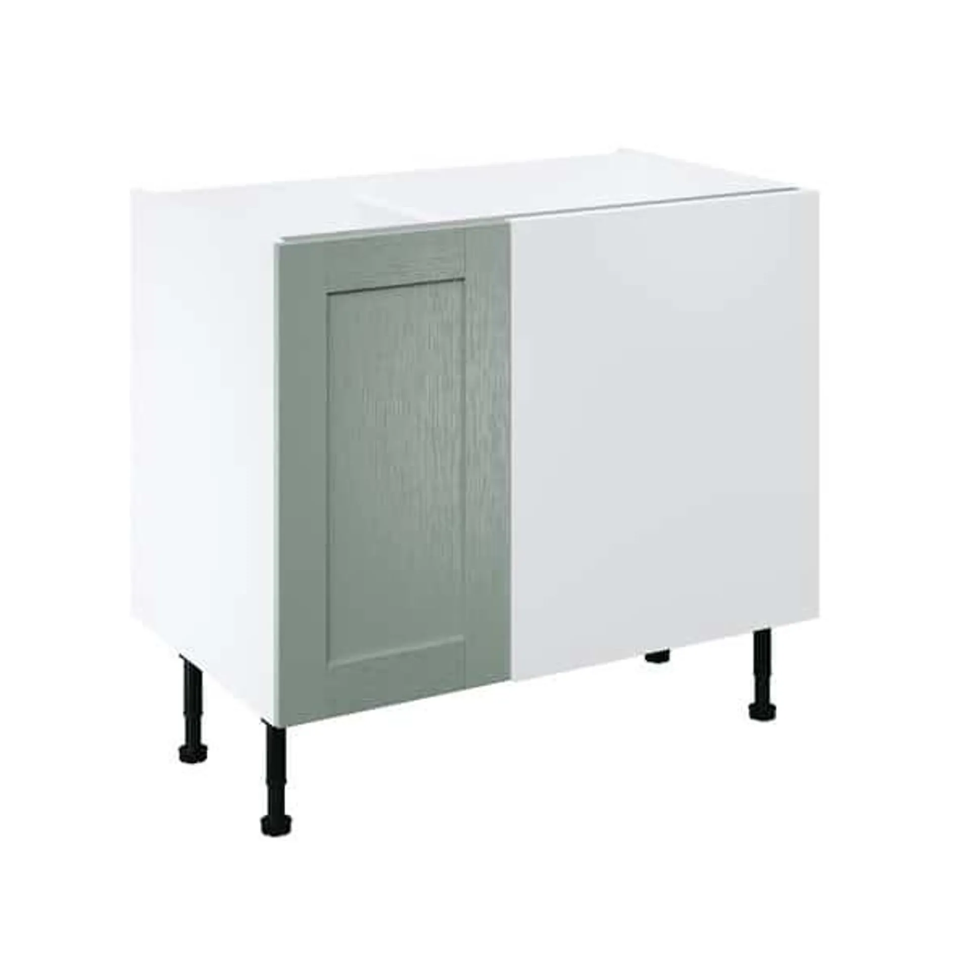 Meuble d'angle bas "Coline" vert sauge l.100 x h.72 x p.57 cm 1 porte + rangement panier gauche