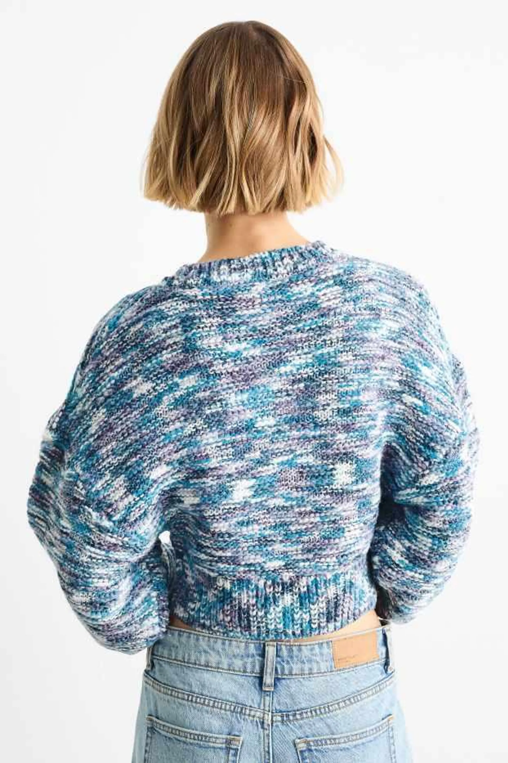 Cropped jumper - patterned