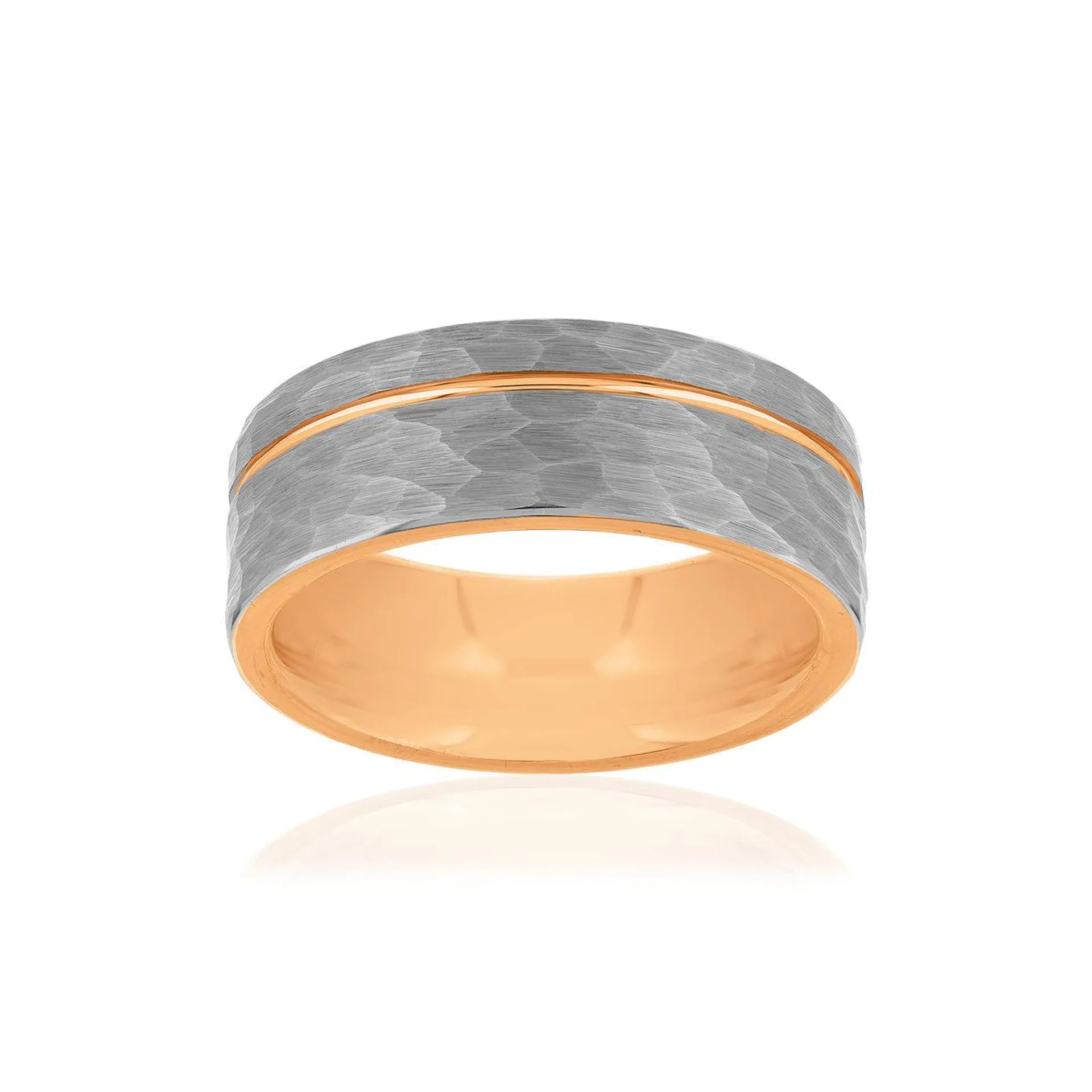 Bague tungstène rosé gris