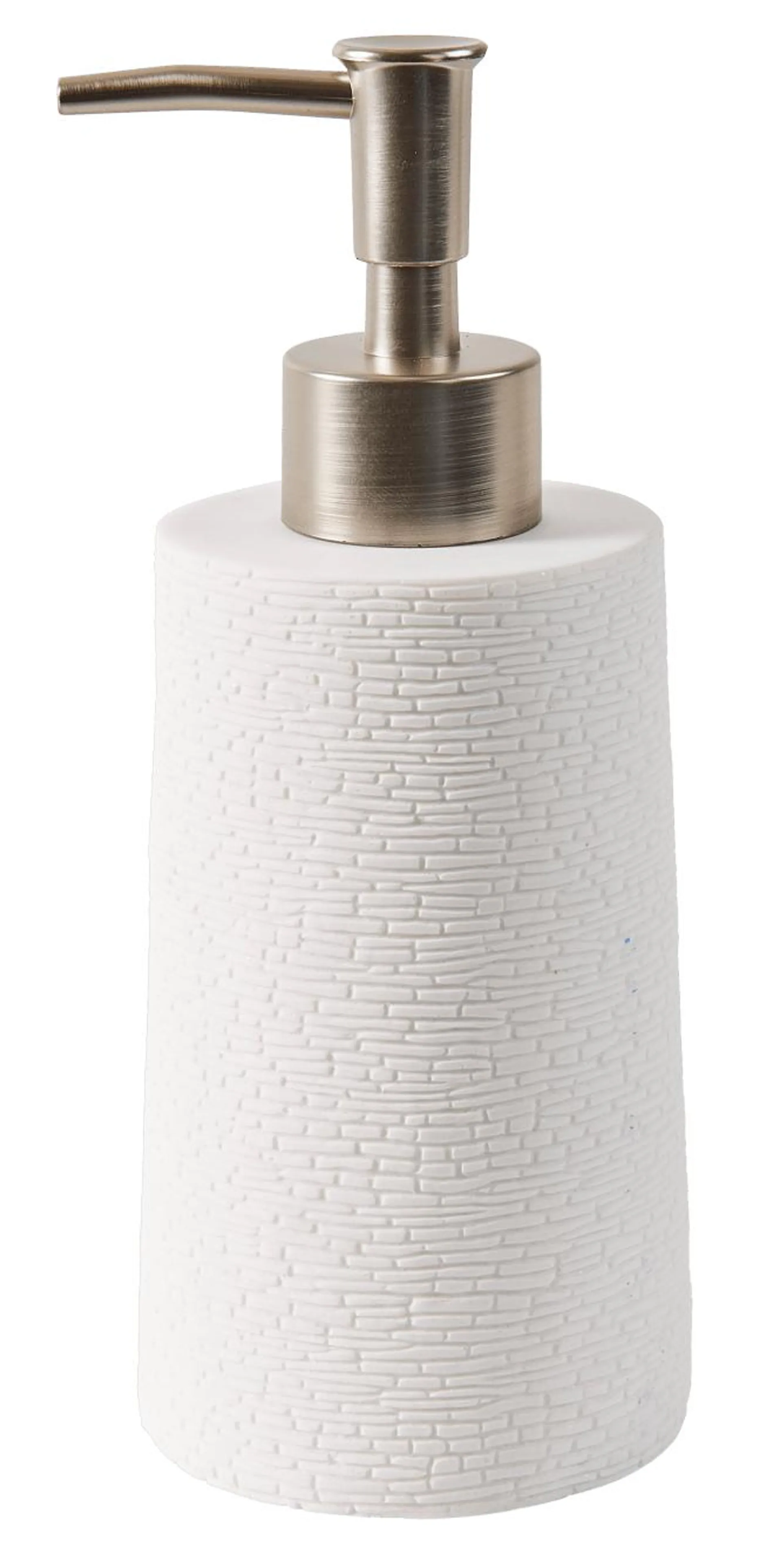 WHITE ELEGANCE Distributeur de savon blanc, argent H 17,5 cm - Ø 6,5 cm